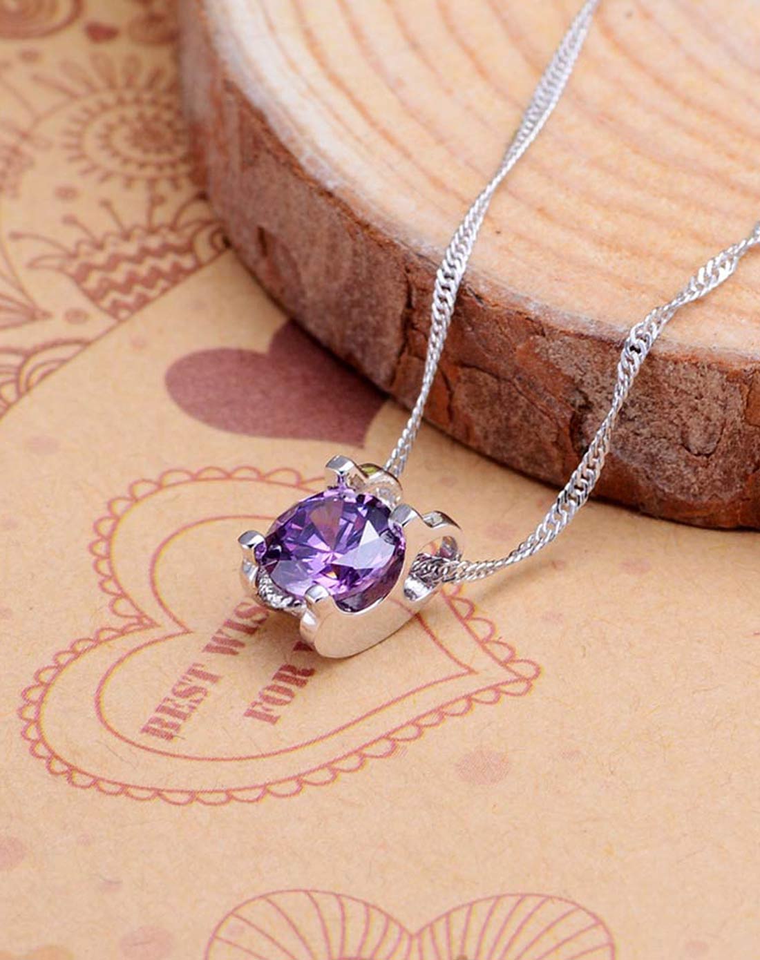 925银紫钻项链爱的唯一