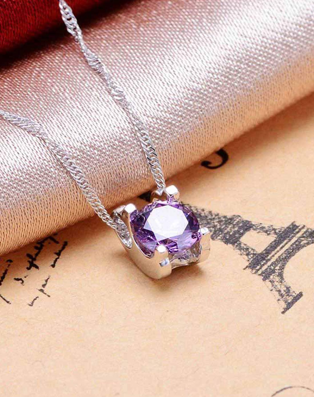 925银紫钻项链爱的唯一