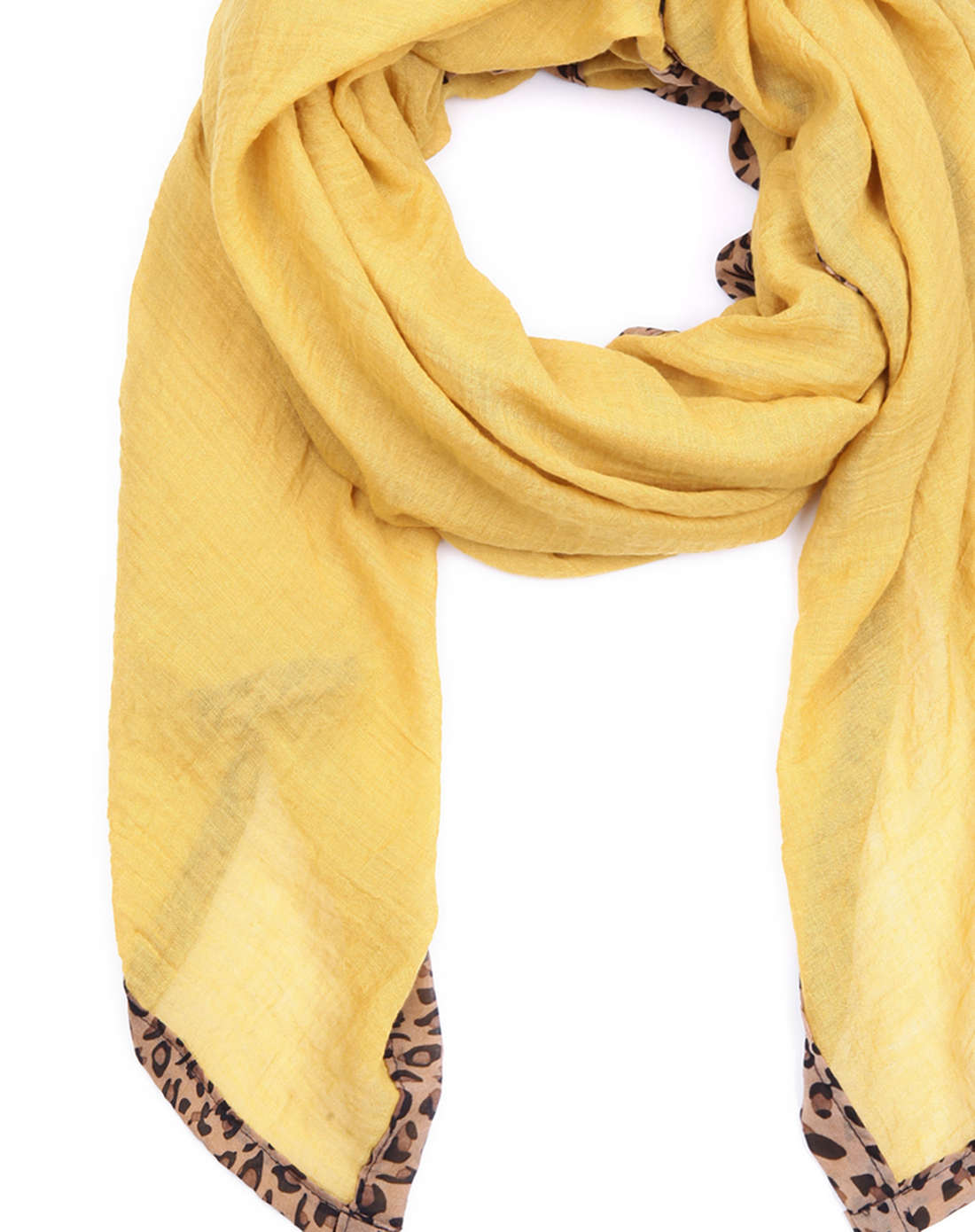慕黛希尔配件专场女款金黄色豹纹边百搭围巾md134888_唯品会