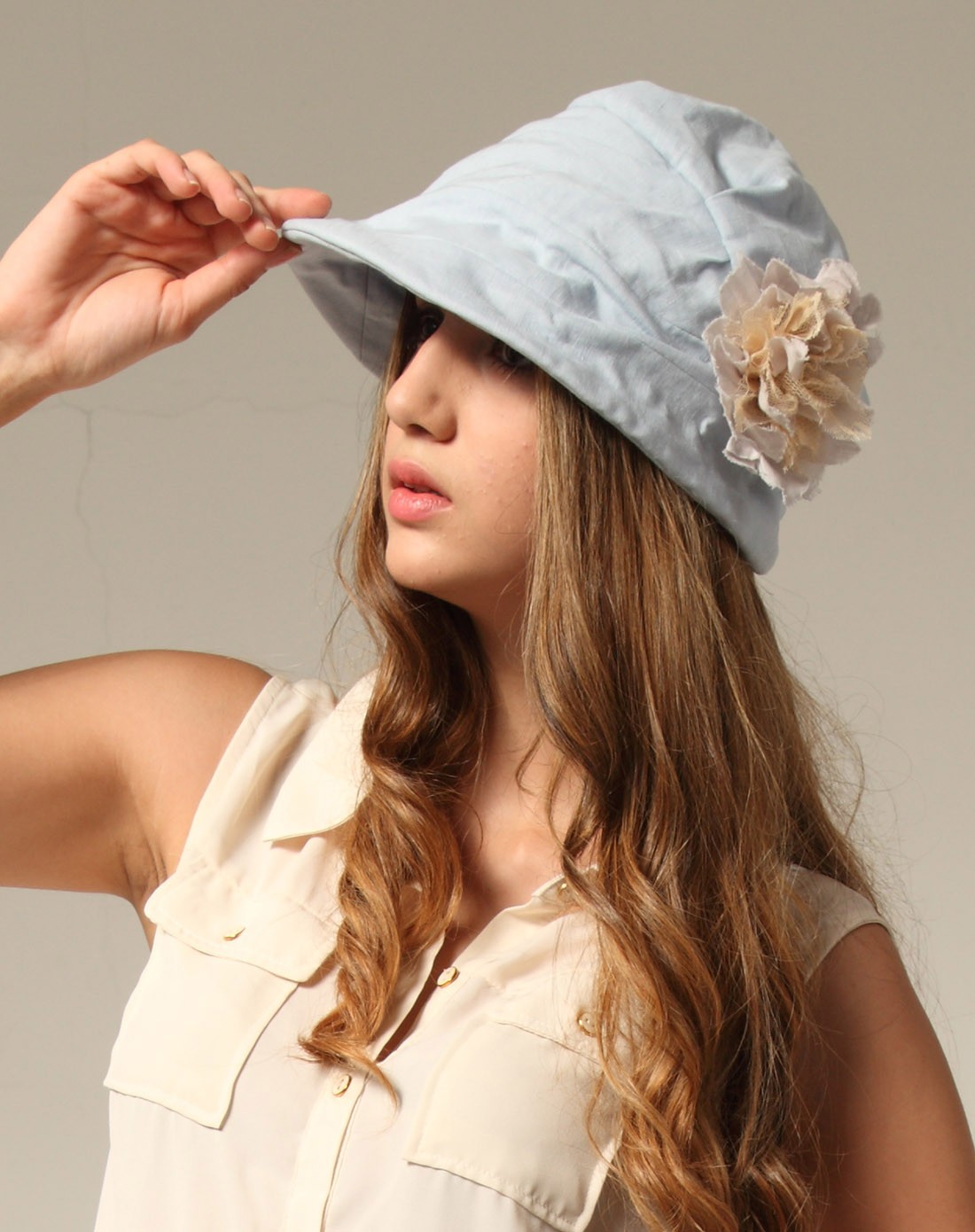 帽子专场-侧大花高腰日式帽