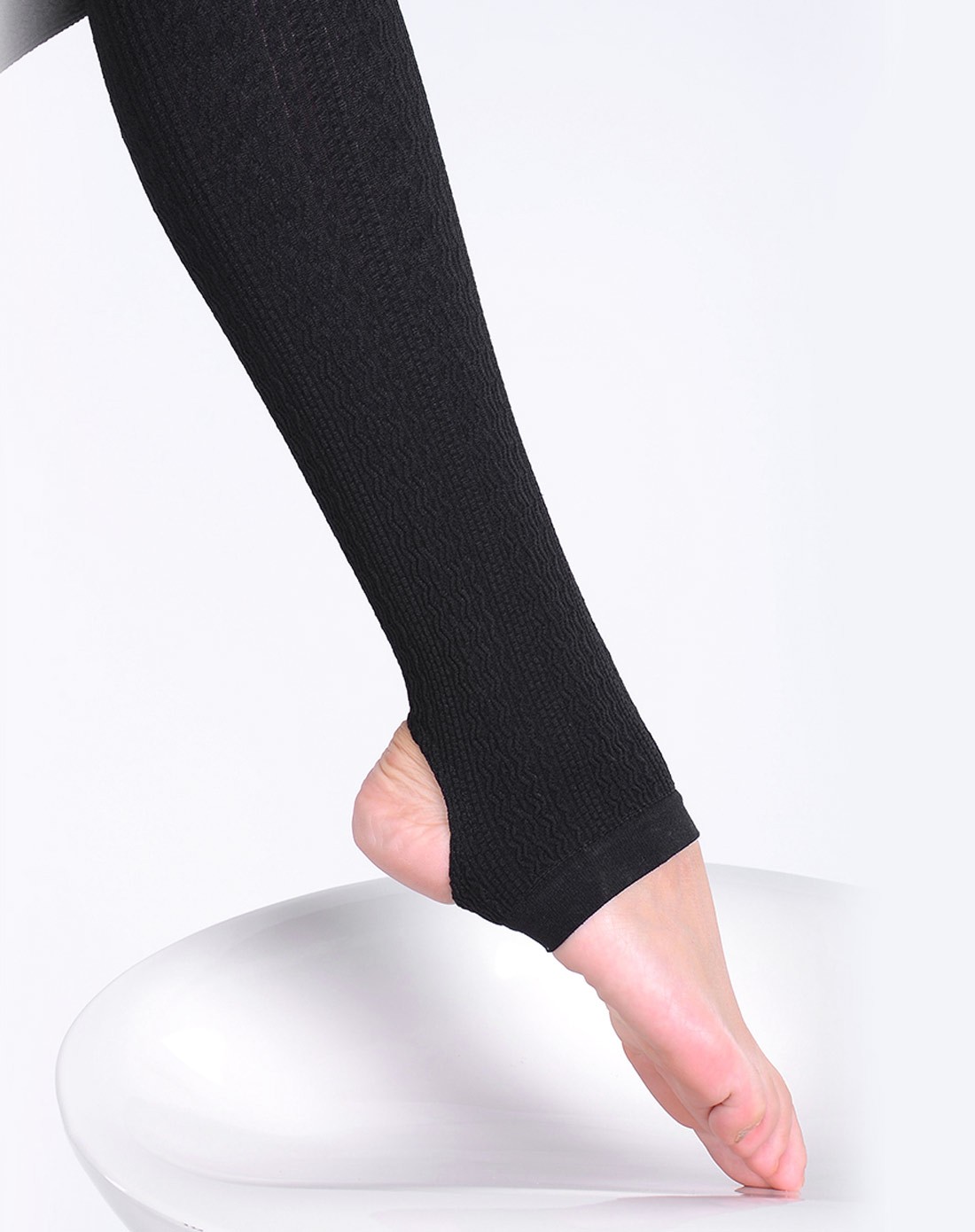 580d保暖麻花塑腿踩脚袜黑色2条装