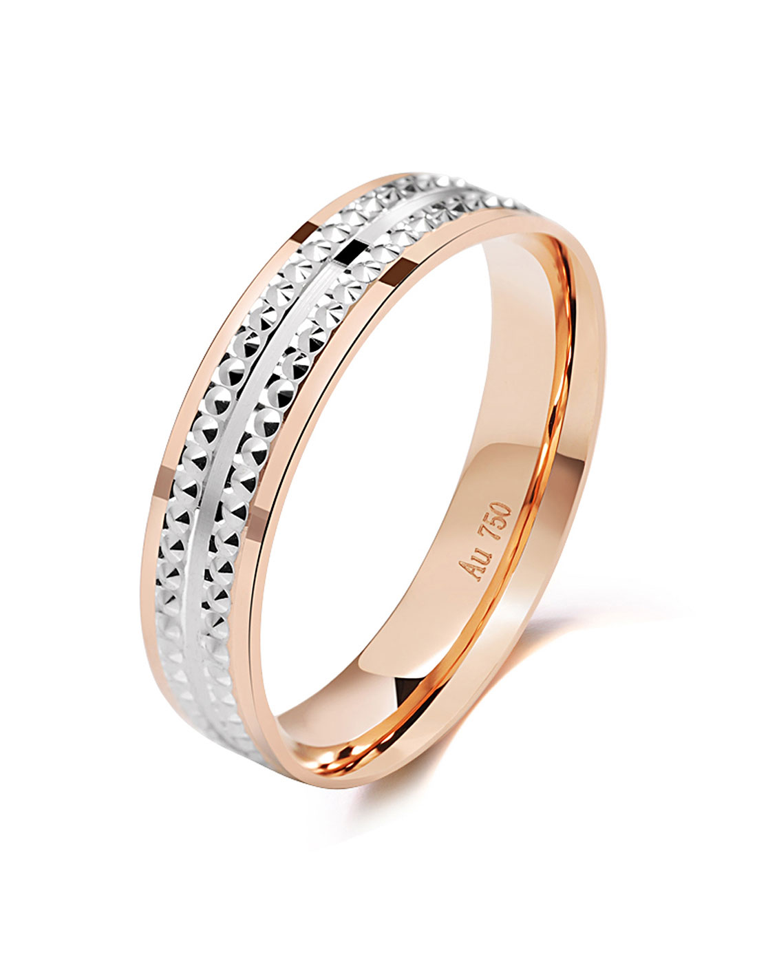 玫瑰色/银色18k金cnc空心条戒10