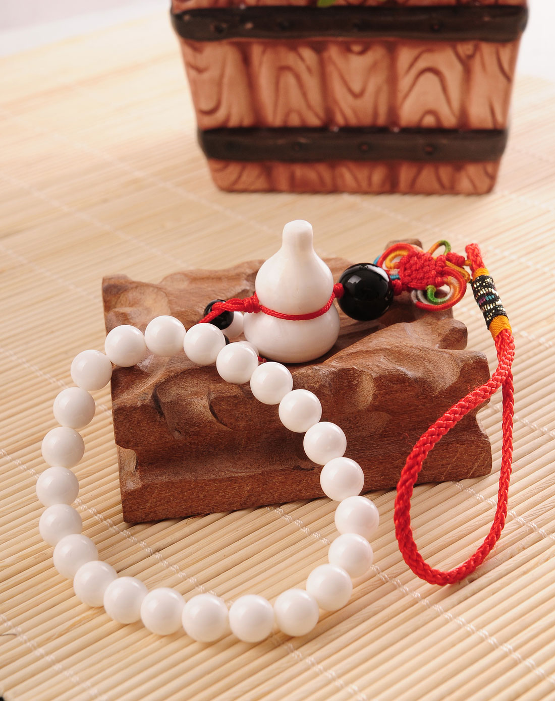 白色8mm白砗磲手链 砗磲葫芦挂件套装