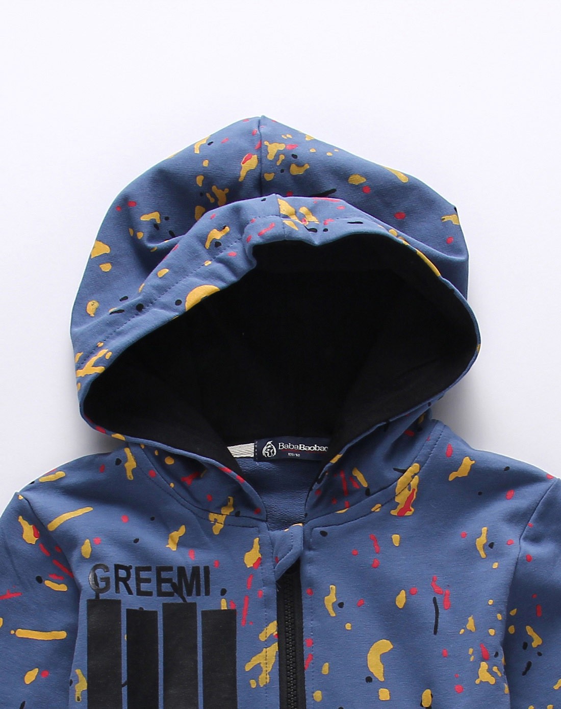 男童蓝色休闲甩帽外套