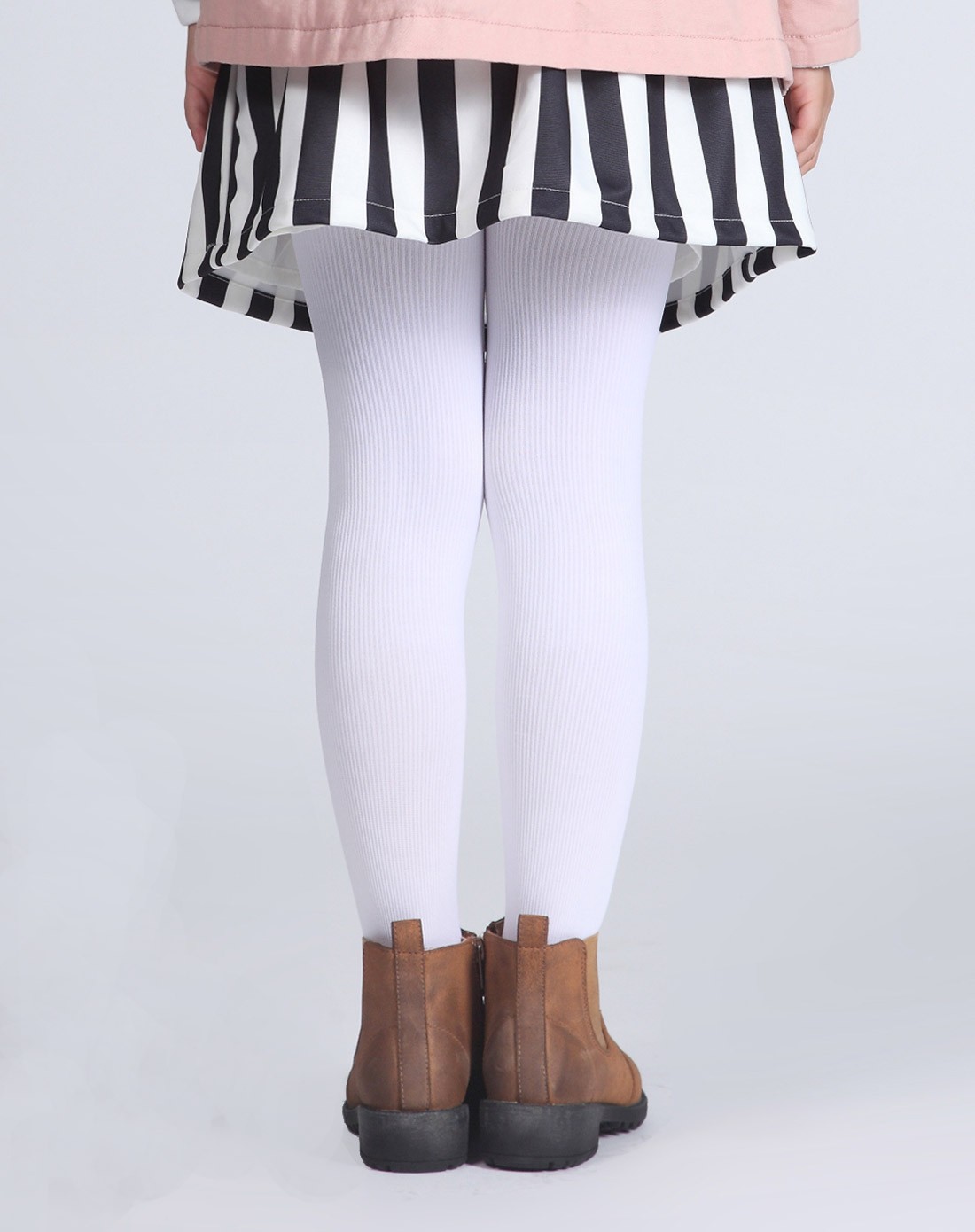 女童漂白竖条纹连裤袜