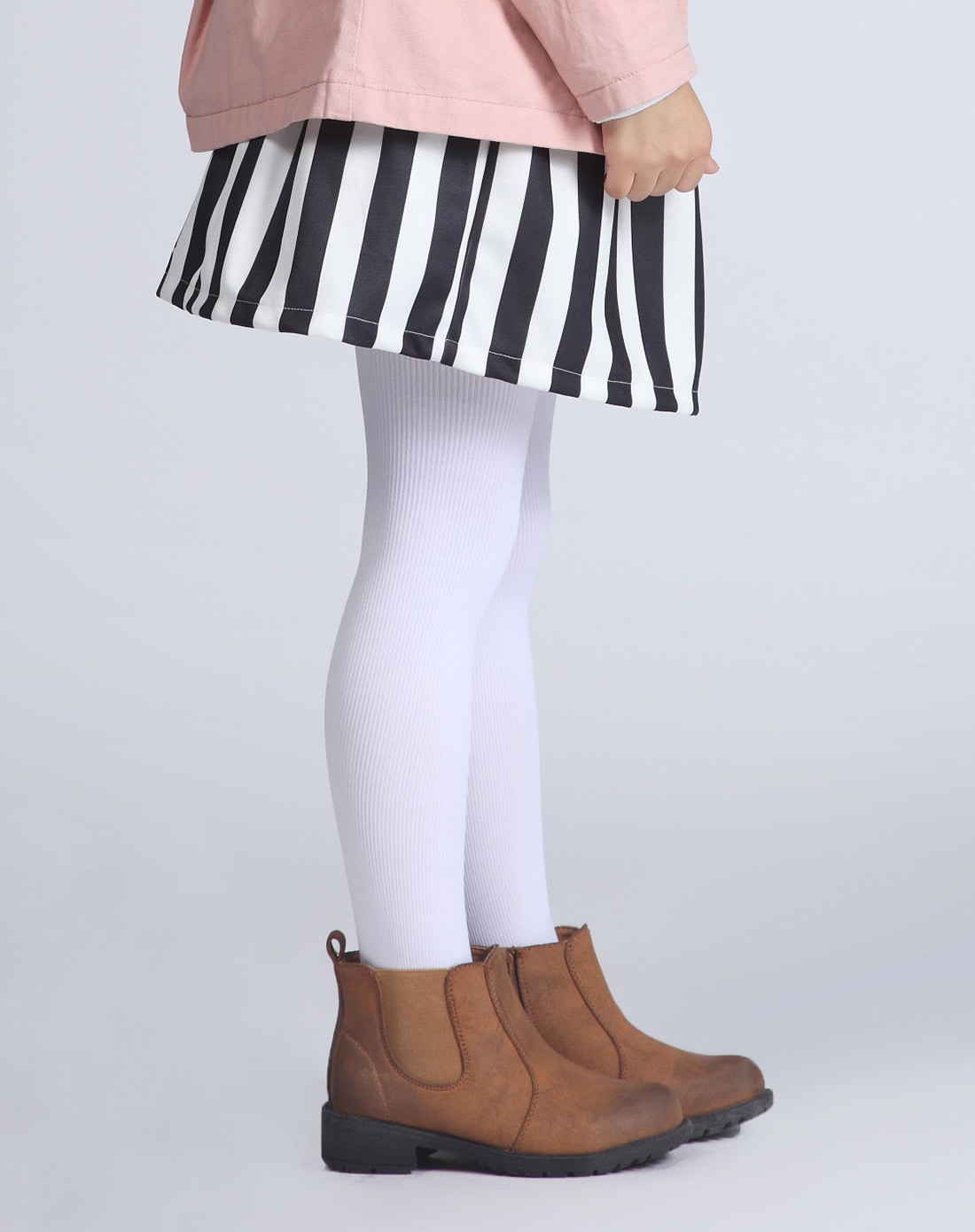 女童漂白竖条纹连裤袜