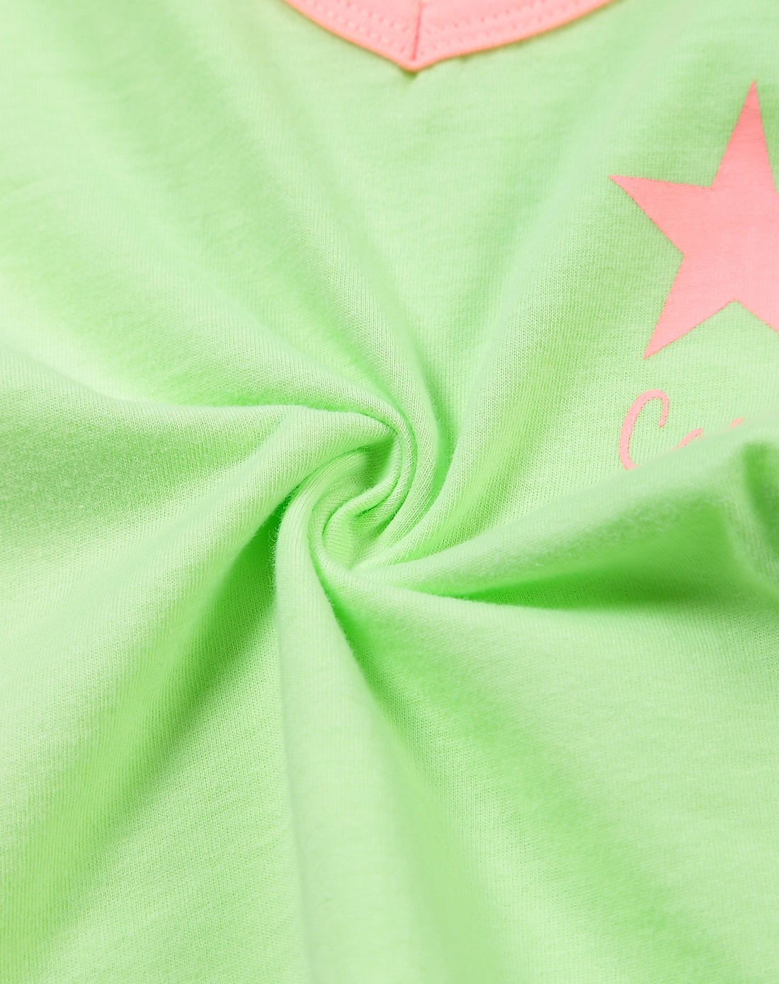 中性浅绿/荧光绿无骨纯棉城市的色彩v领短袖上衣(2件装)