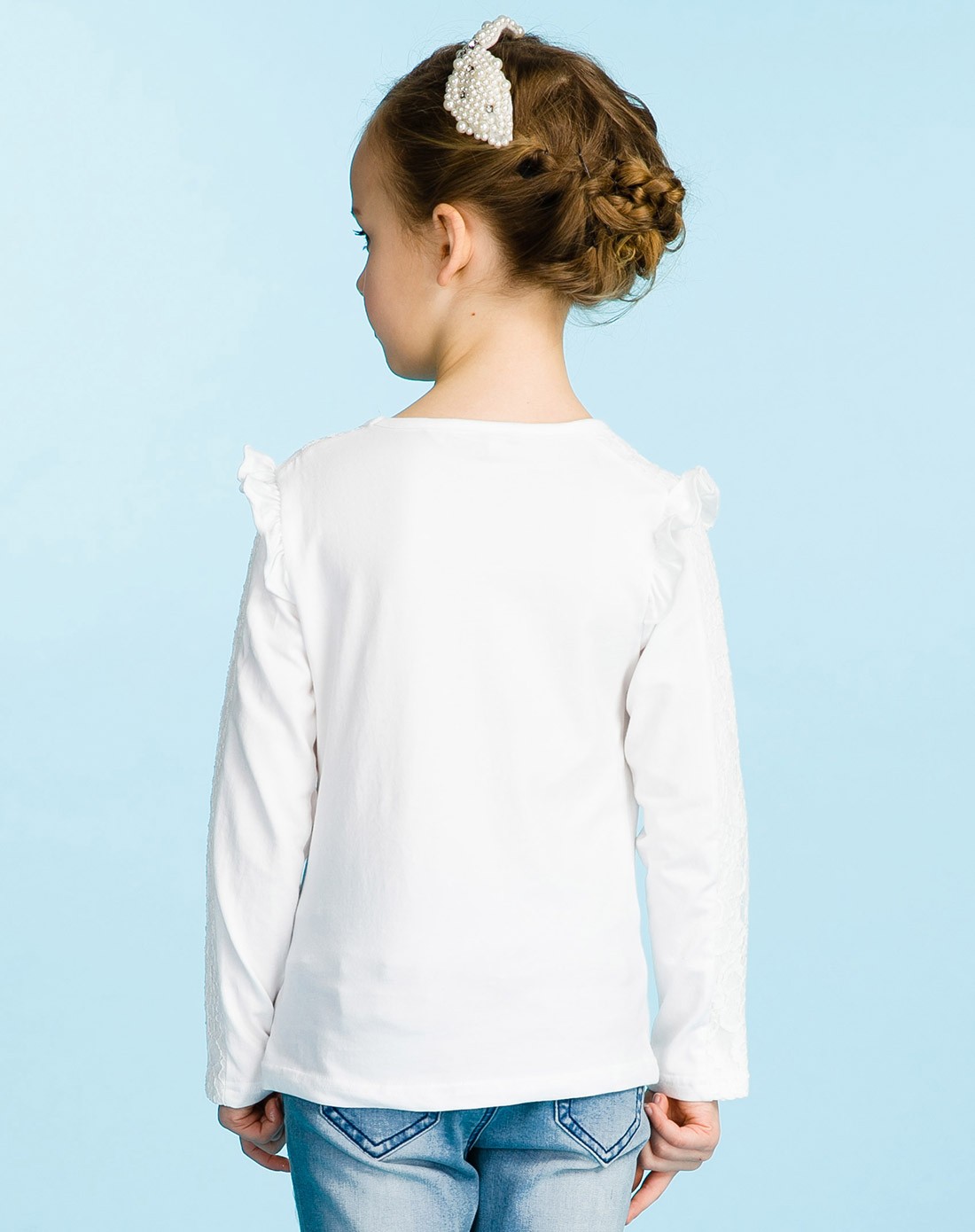 女童白色长袖t恤