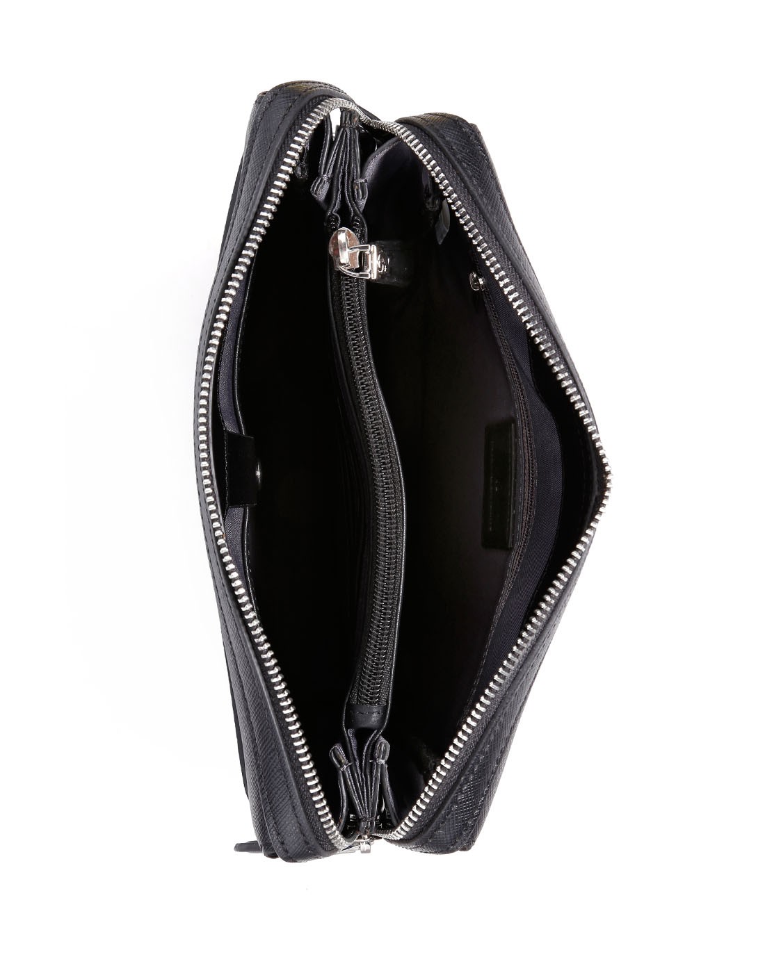 黑色十字纹牛皮日字包