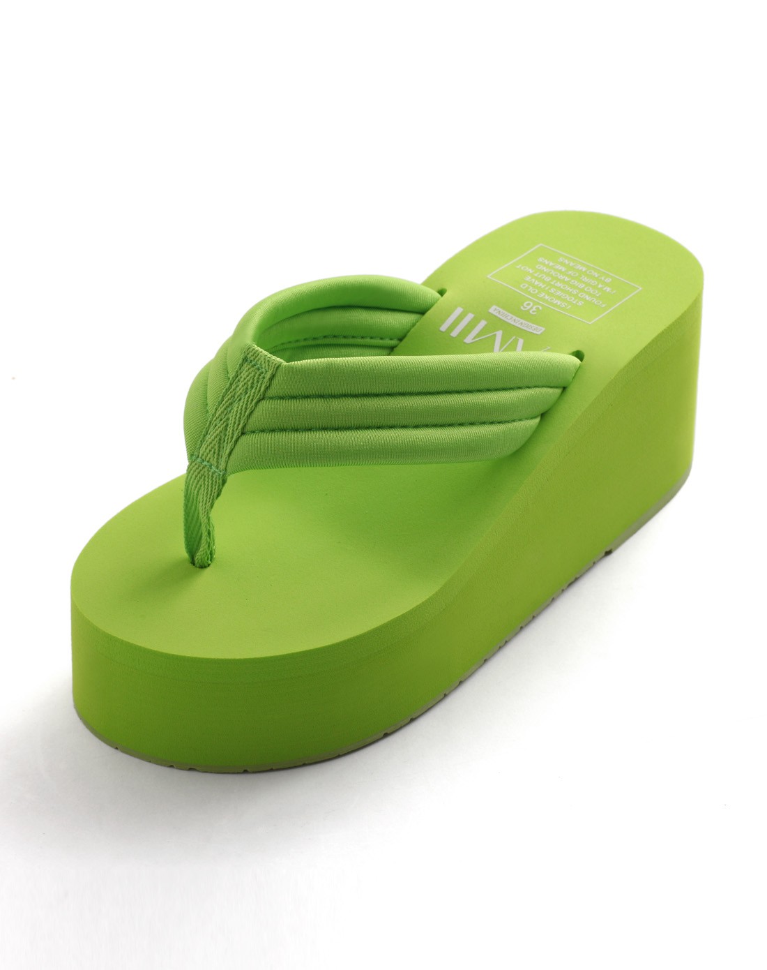 荧光绿(纯色)泡沫底厚底人字拖鞋