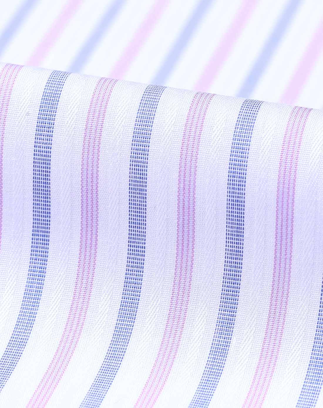 男款浅蓝紫/白色短袖正统衬衫