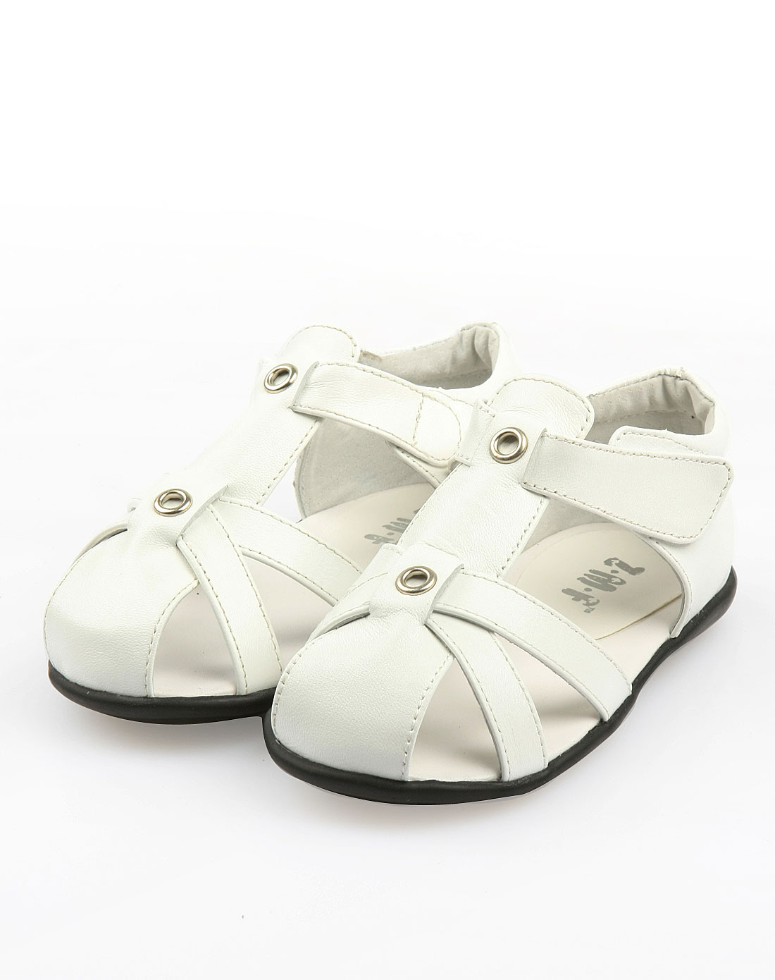 女童白色羊皮凉鞋