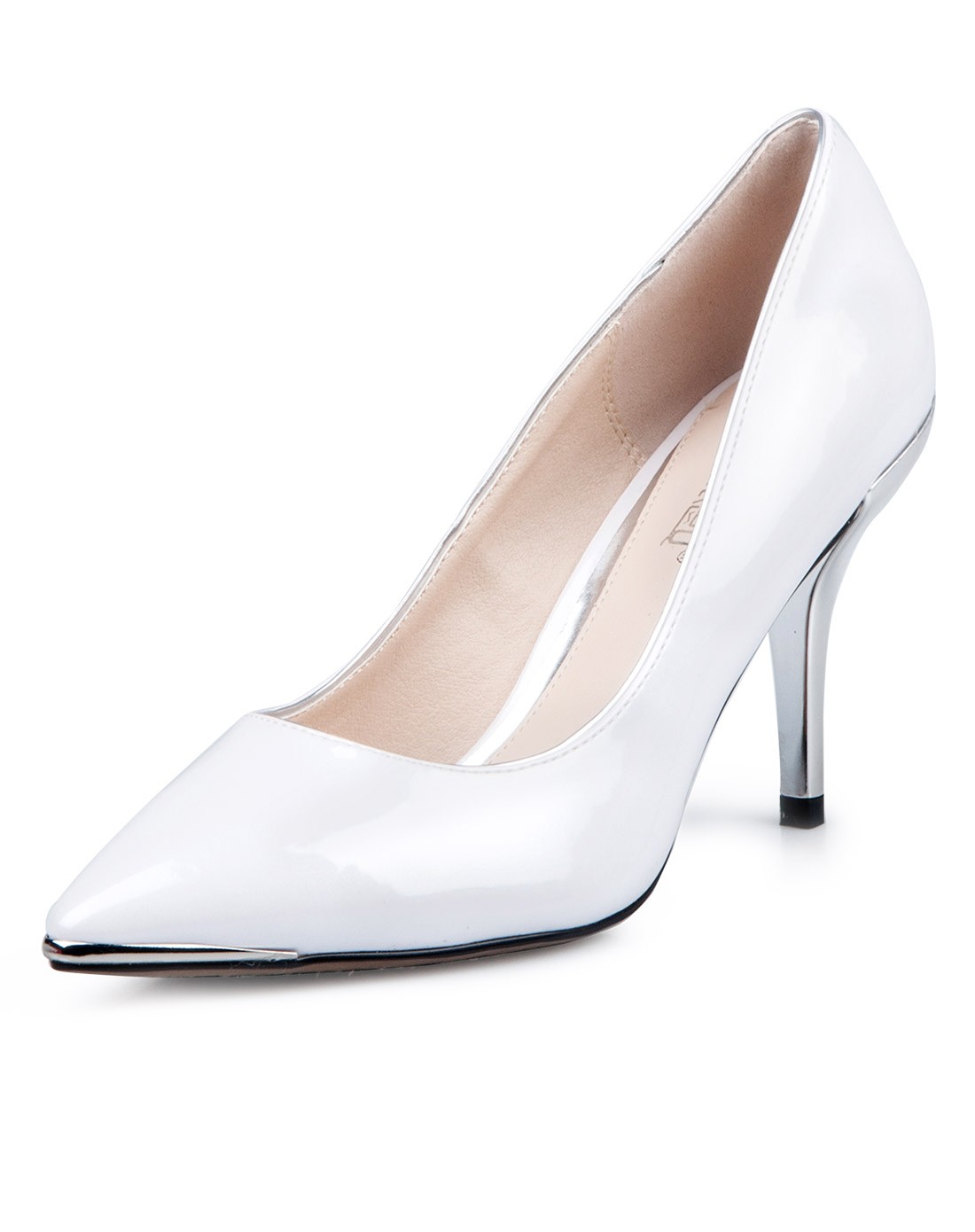 女款白色性感纯色漆皮尖头高跟鞋