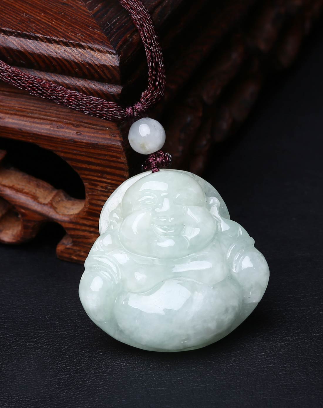 豆种天然翡翠a货佛公吊坠