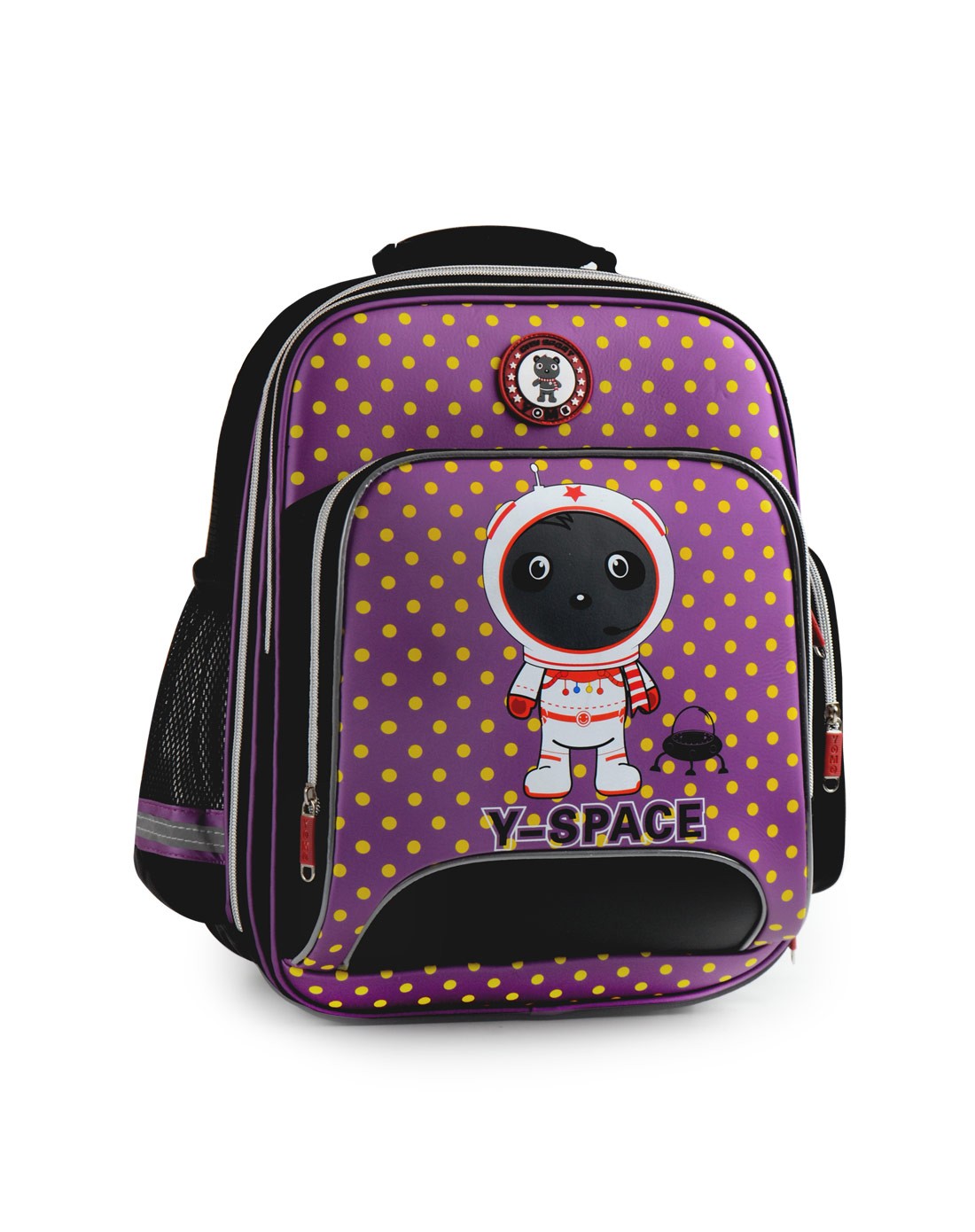 中性紫色波点中国梦机器人护脊书包