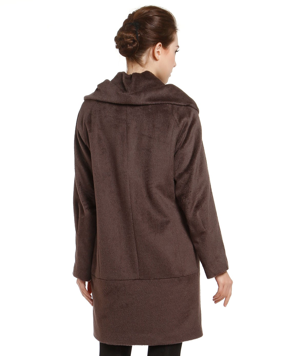 caradisposition灰棕色简洁翻领长袖大衣