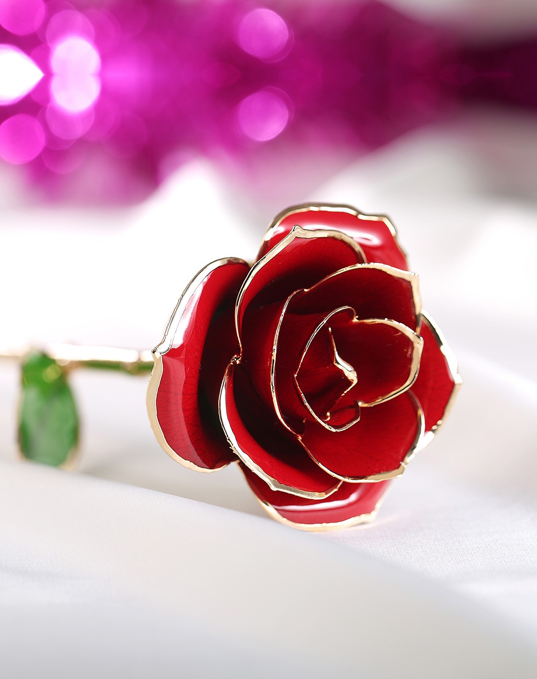 24k镀金玫瑰花摆件 永生玫瑰