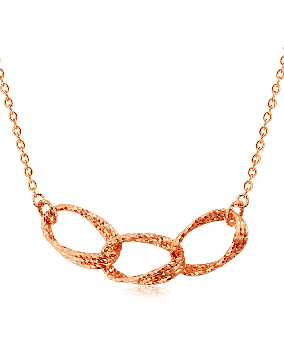 亚一珠宝专场-彩18k金高工艺项链0403003玫瑰金环环相扣锁骨链套链(3.