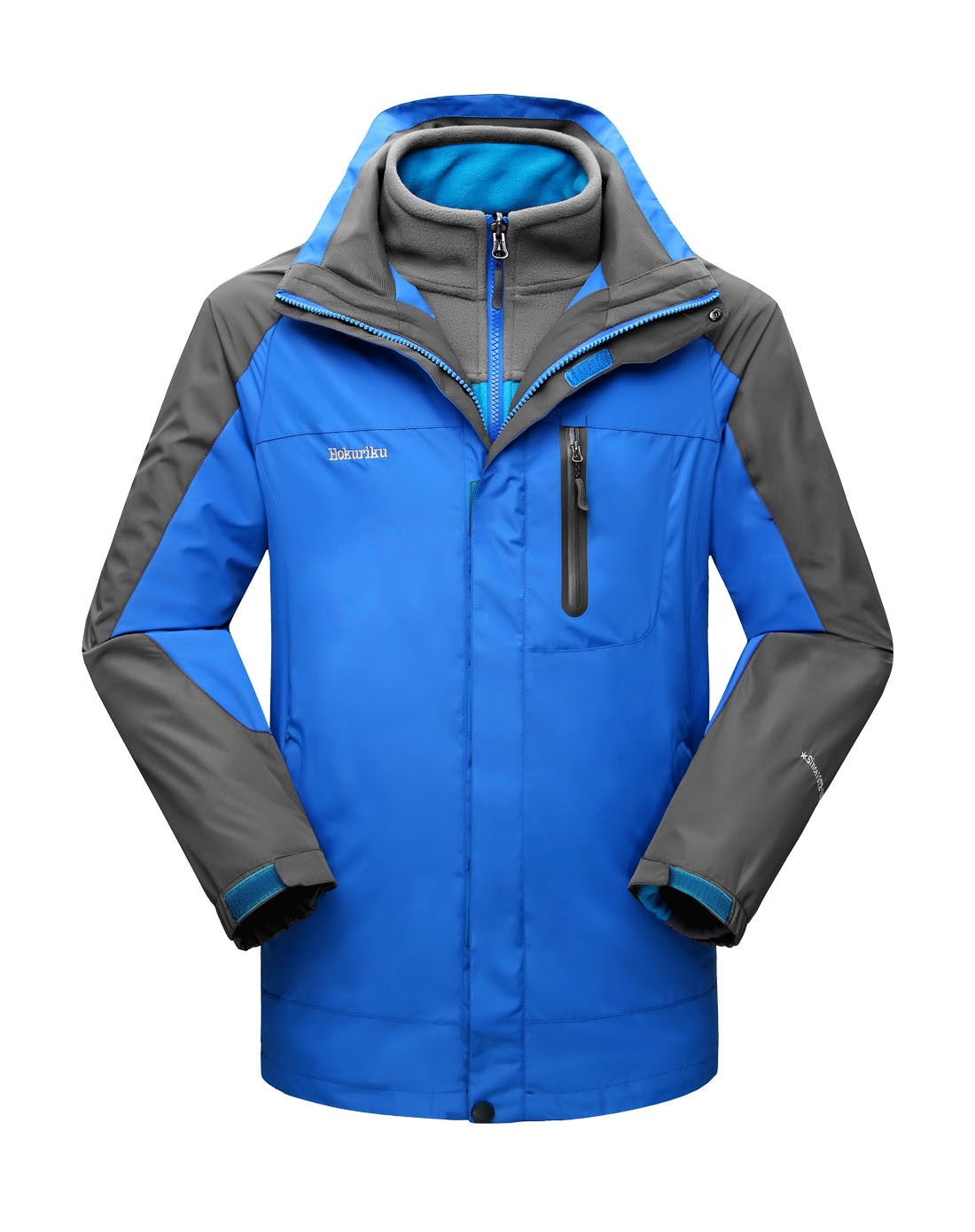 舒适保暖 男款天蓝色冲锋衣两件套 时尚百搭