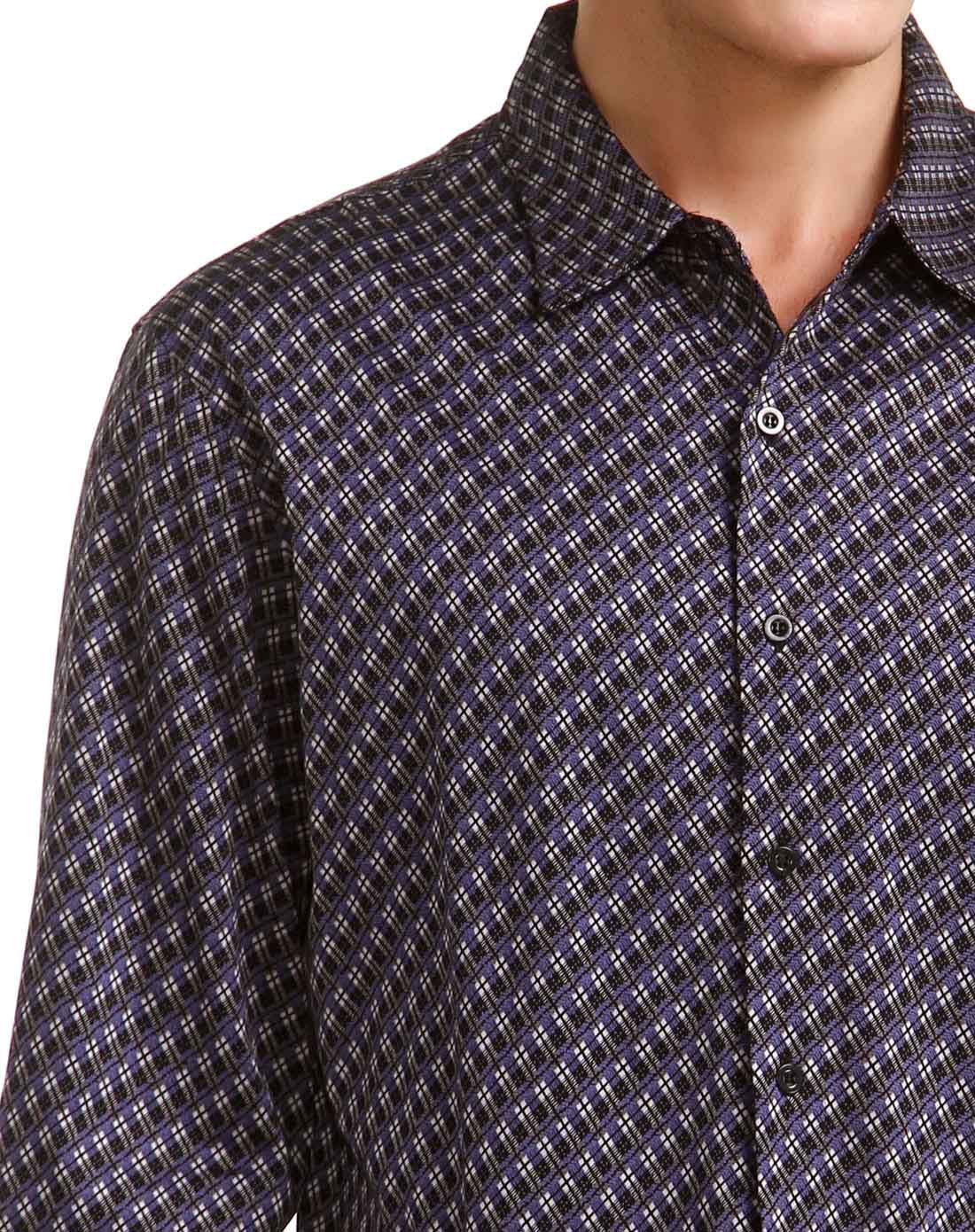 casual系列紫黑色进口丝光棉衬衫