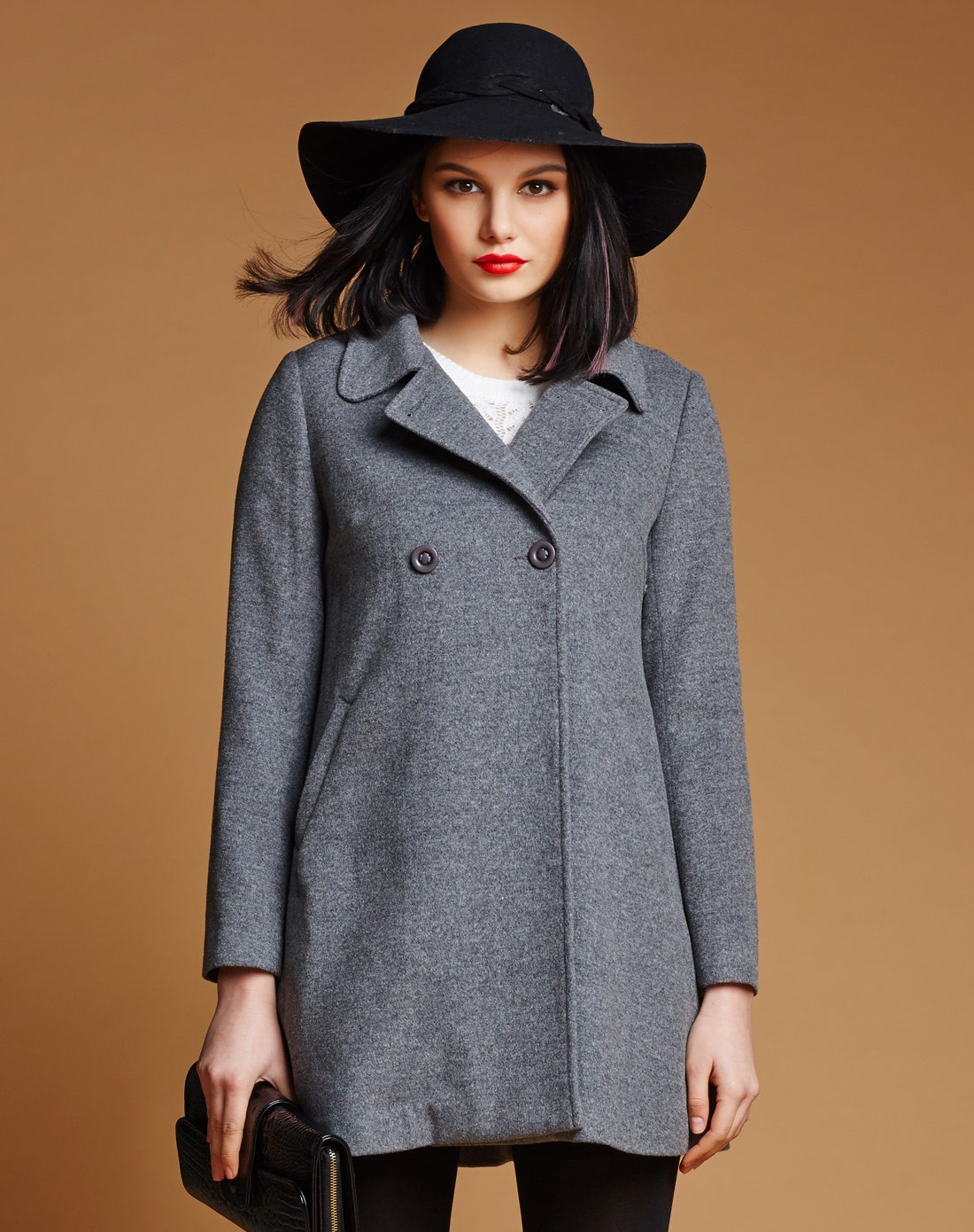 卡莎布兰卡casablank灰色时尚百搭中长款长袖大衣c14d08009852_唯品会