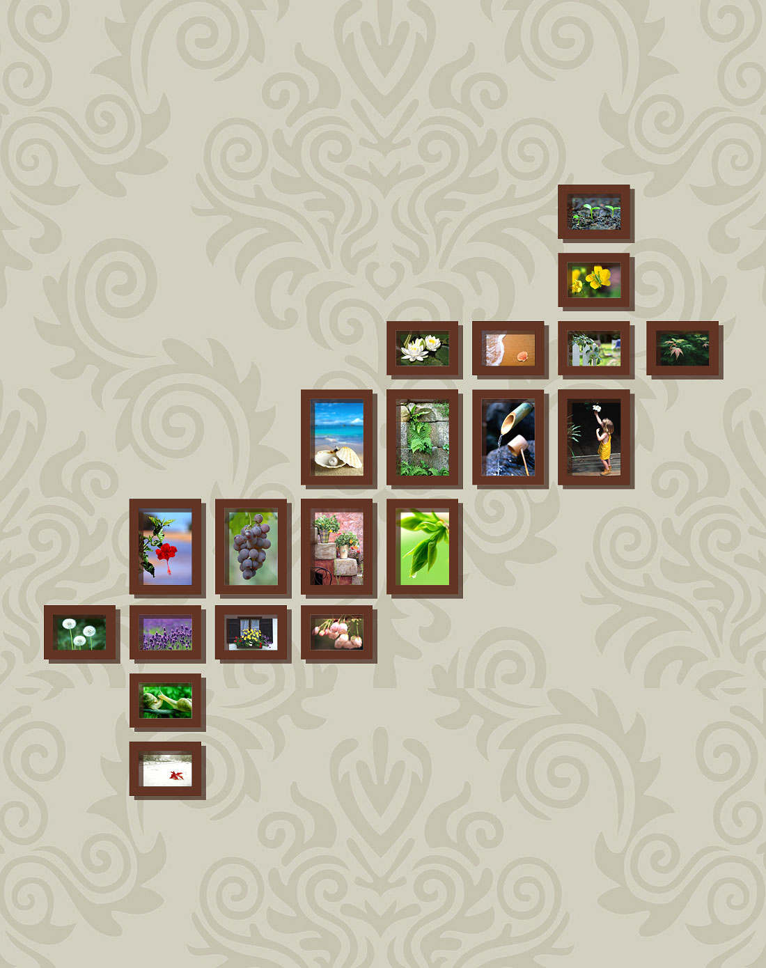 傲乐斯aules壁饰专场20枚实木相框墙组合20a03咖啡色拼版图纸多种排列