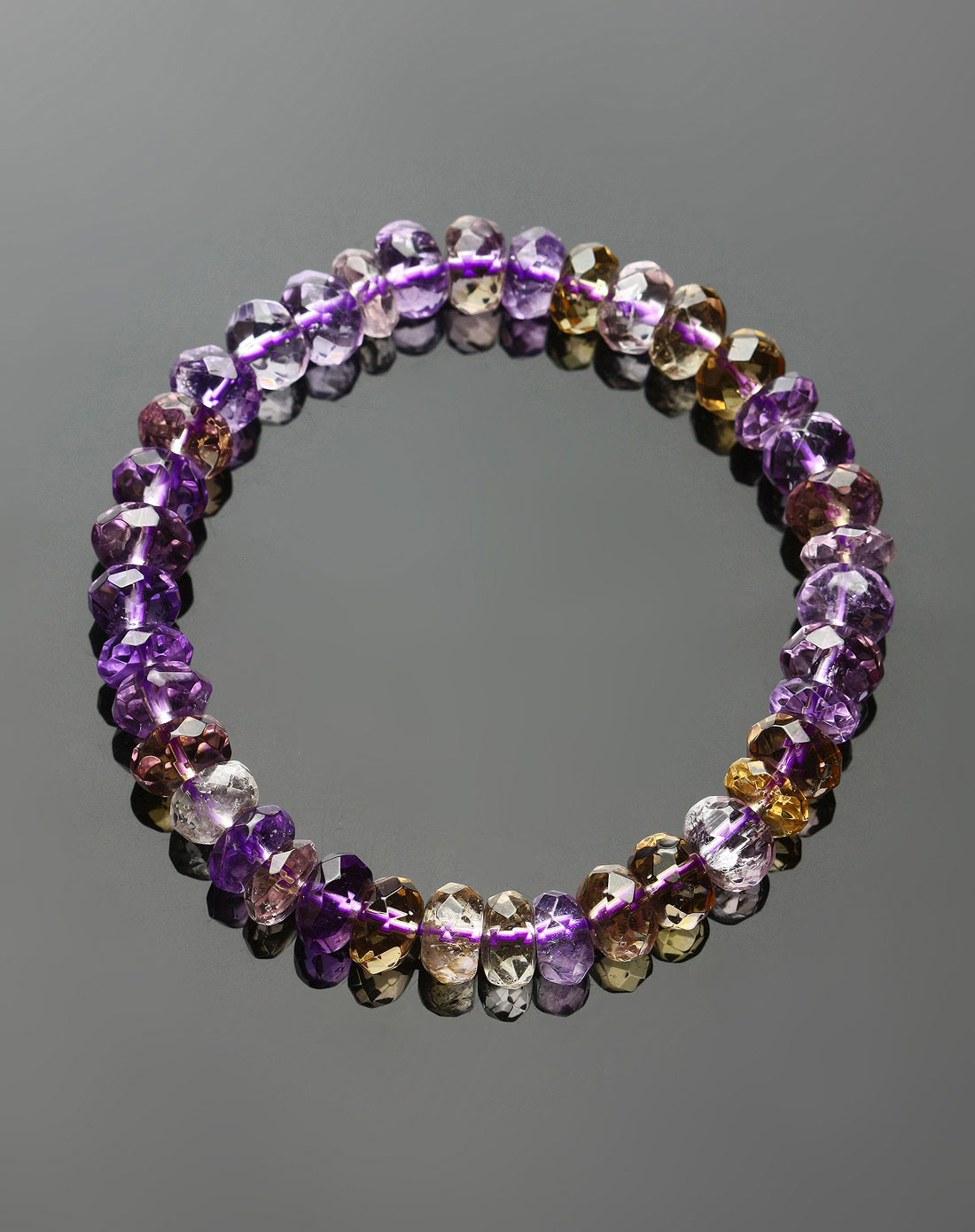 女款紫黄aaa紫黄水晶刻面珠链