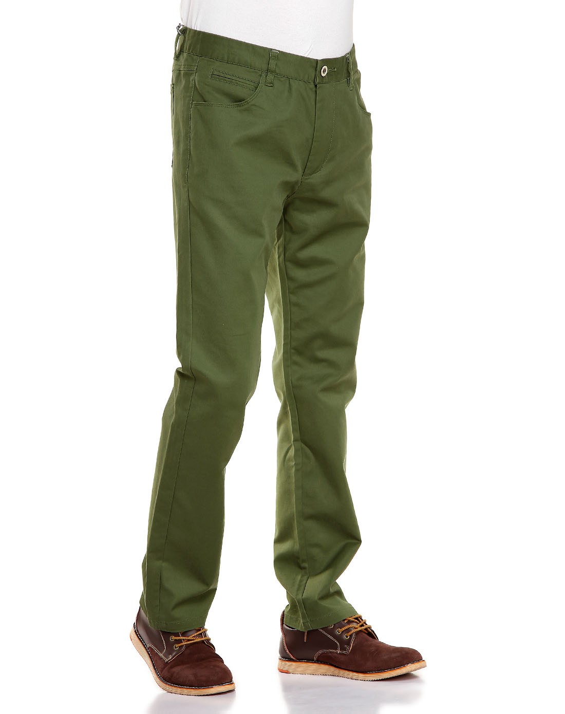 军绿色简约百搭休闲长裤