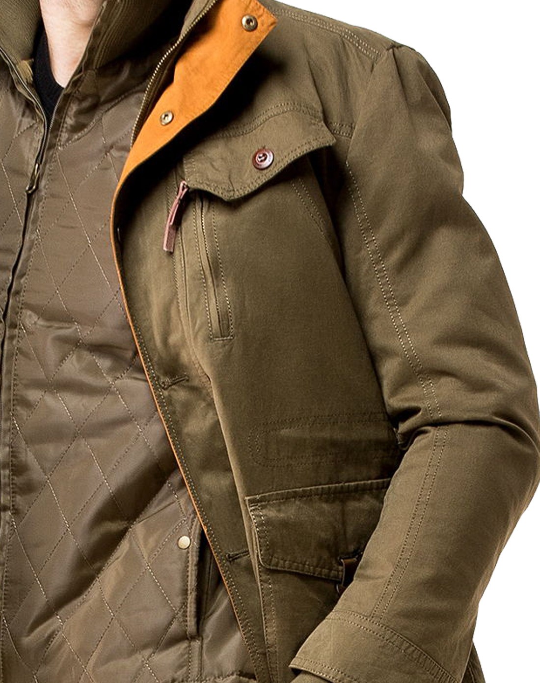 男款浅军色立领长袖棉服 可脱卸两件套