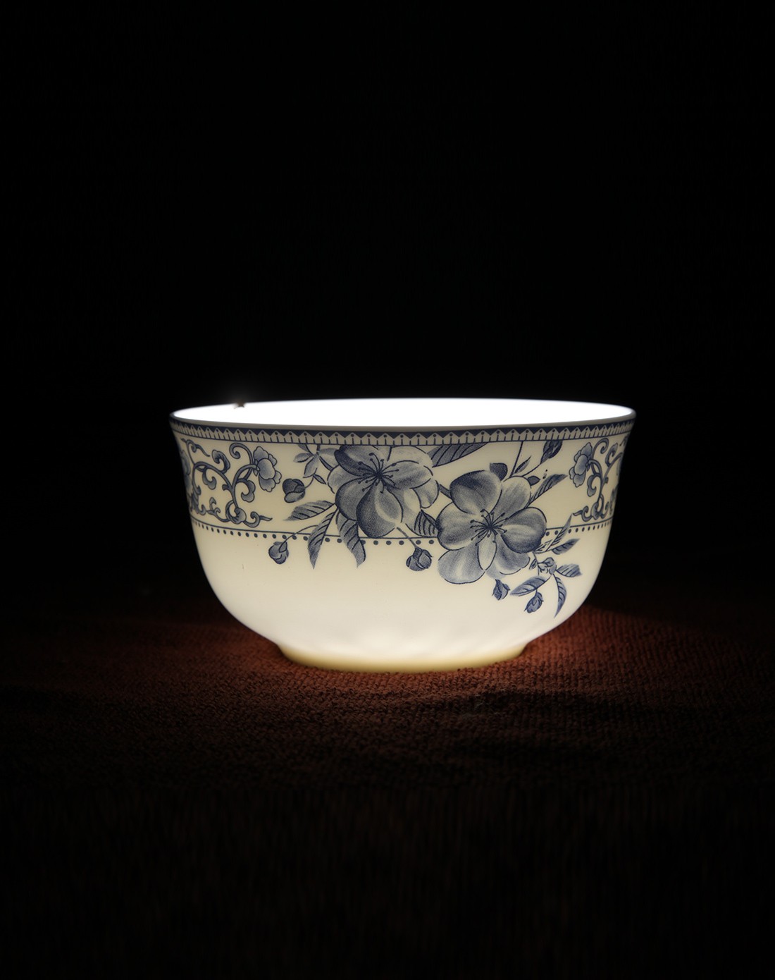如瓷美丽景德镇陶瓷4只装骨瓷饭碗-青花小碎花28110019_唯品会