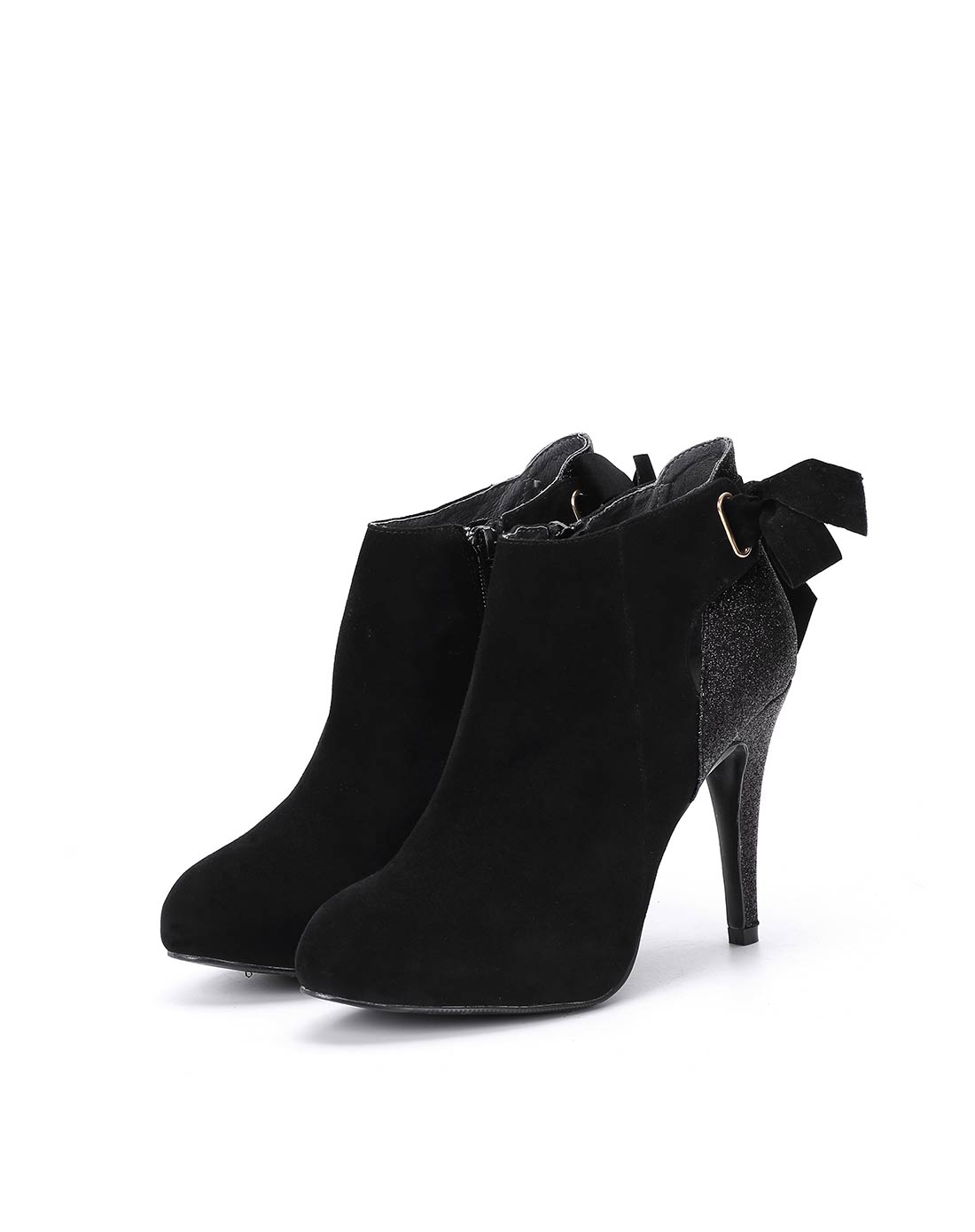 黑色真皮女鞋细高跟尖头女靴子