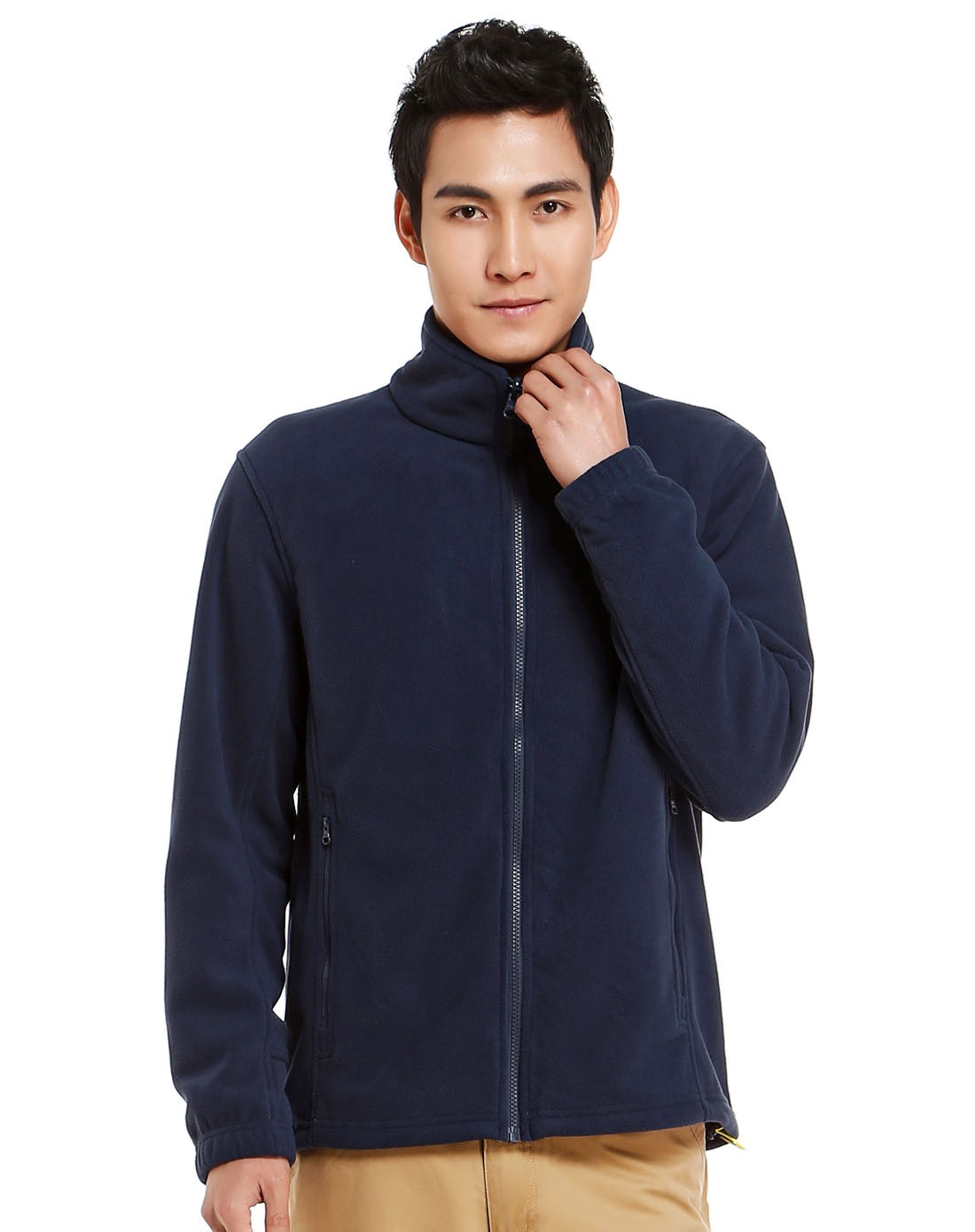 男款铁蓝灰色连帽长袖冲锋衣 防水两件套