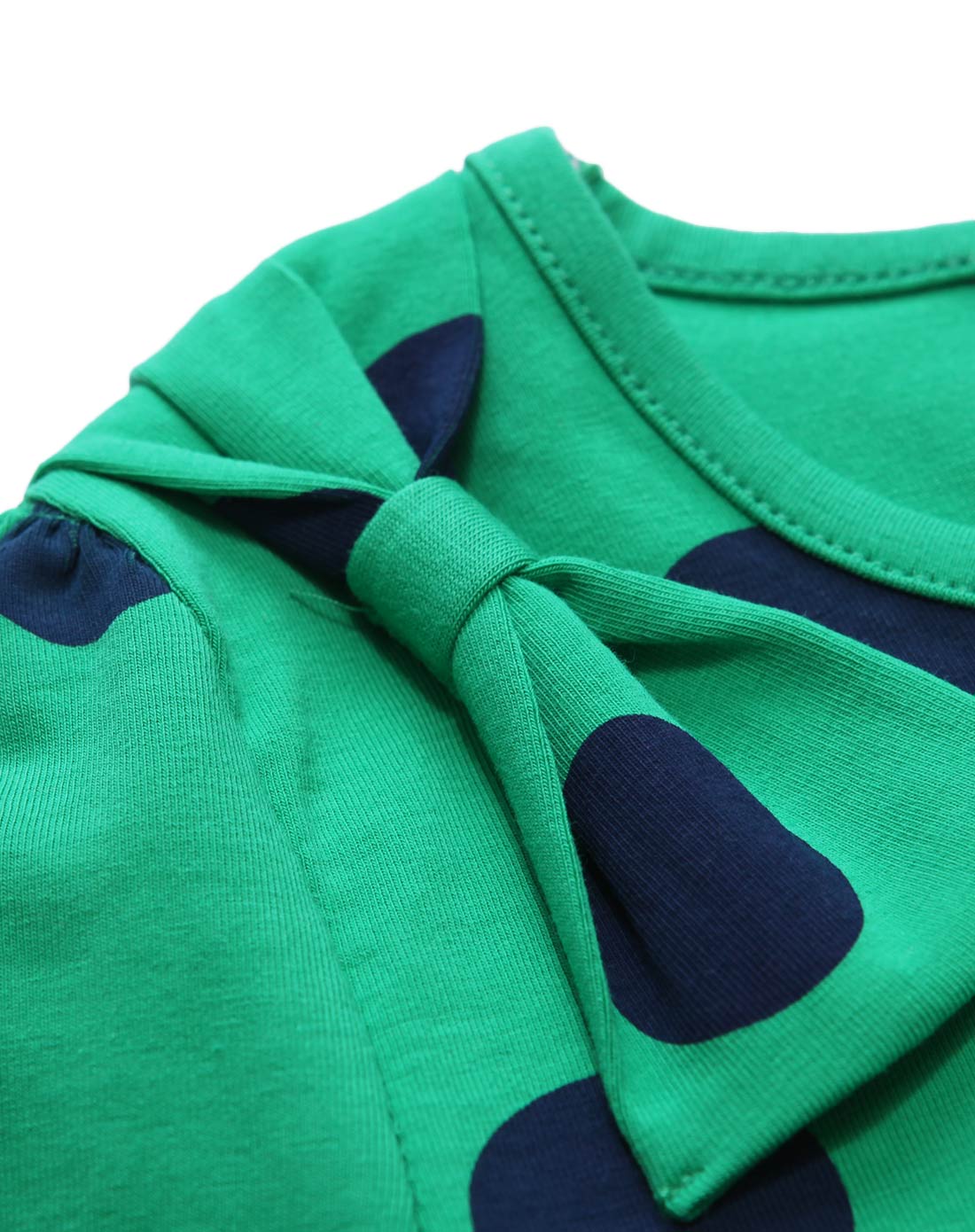 女童深海绿圆点t恤