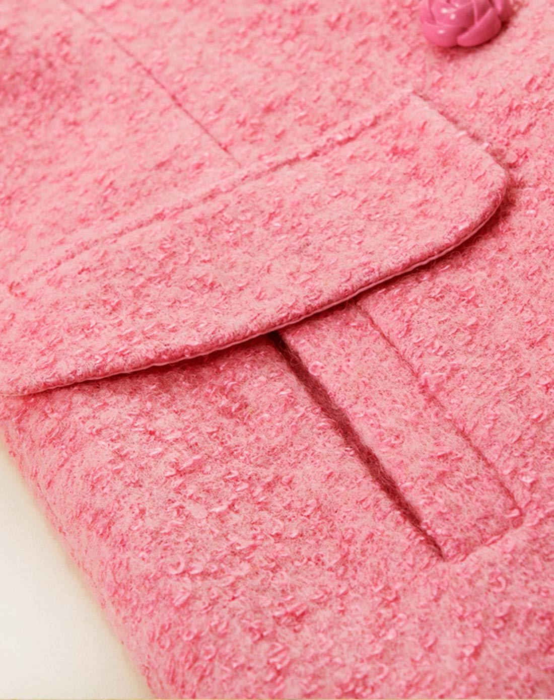 纯色双排扣毛呢外套胭脂粉色