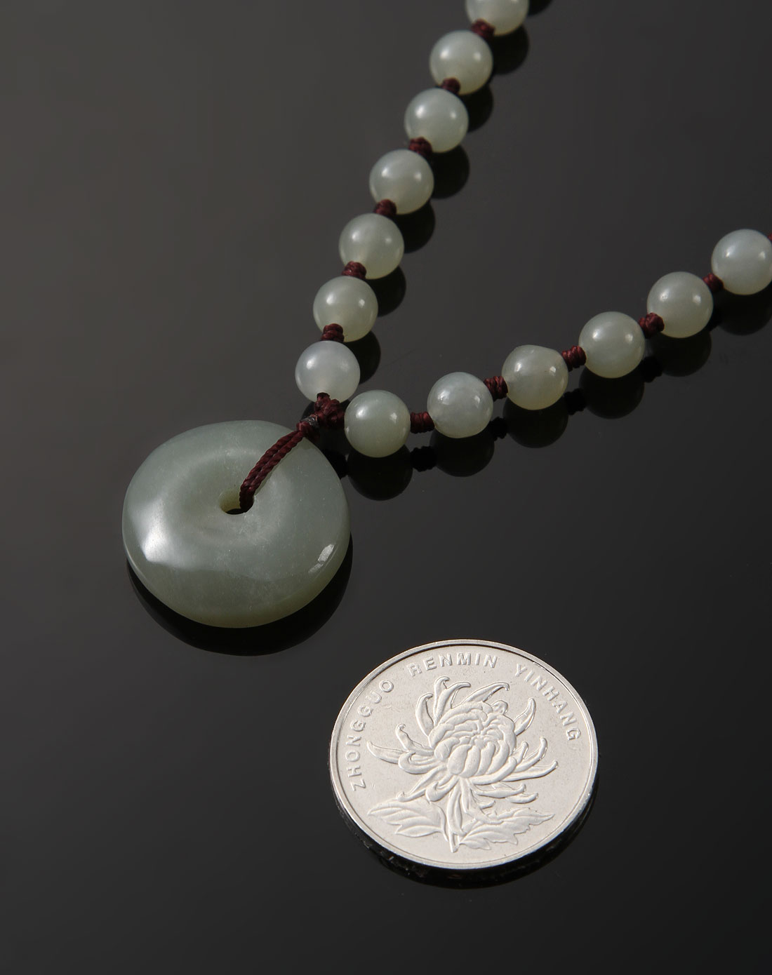 宝玉石专场-绿色平安扣项链(青玉)