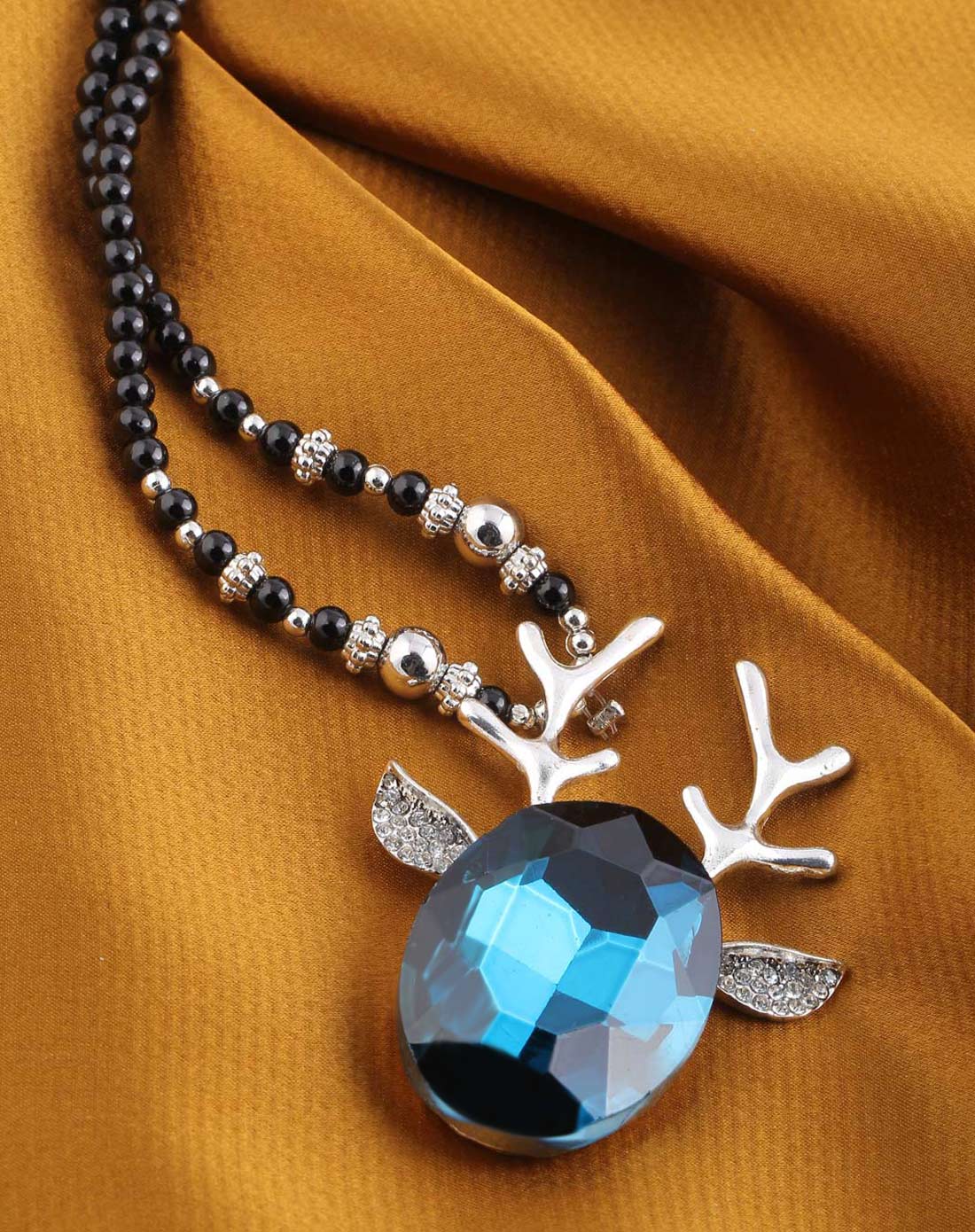 水晶鹿角毛衣链