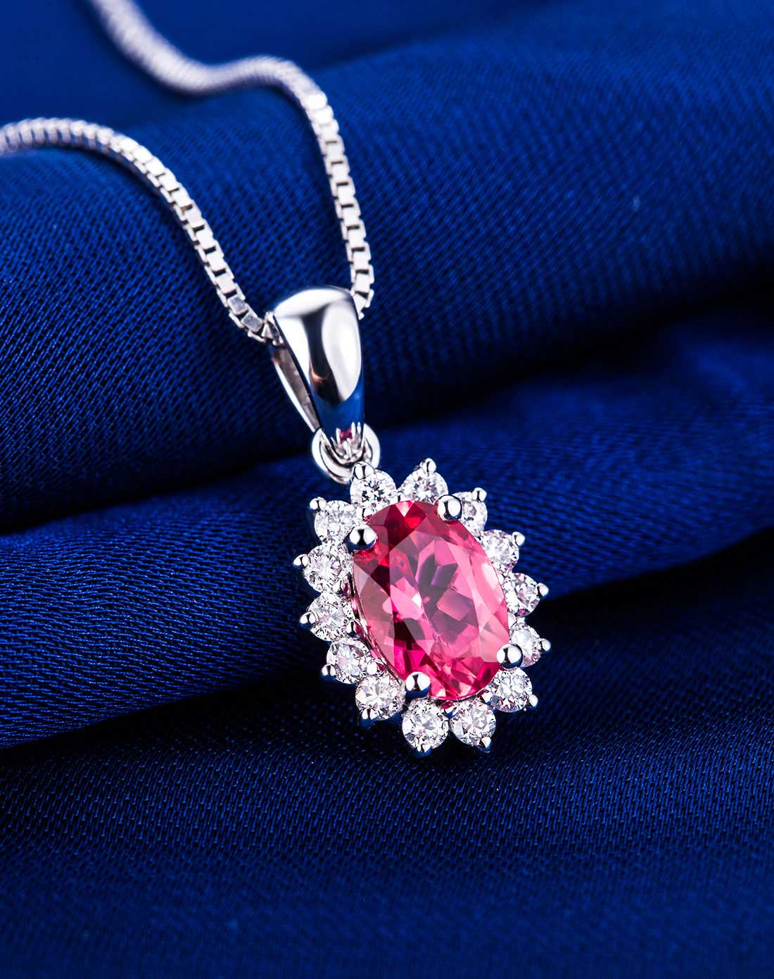 18k玫瑰金红尖晶钻石吊坠戴妃款