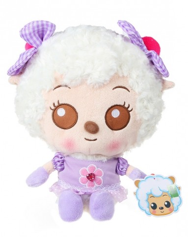 > 喜羊羊 12寸美羊羊公仔可爱穿衣粉紫款