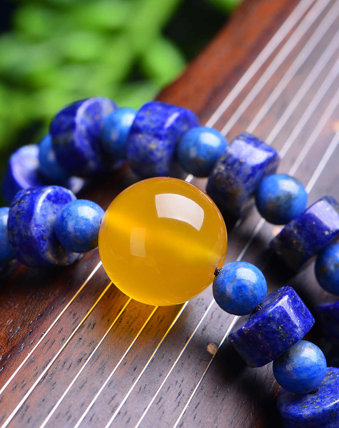 女款2a级蓝色青金石车轮项链附证书