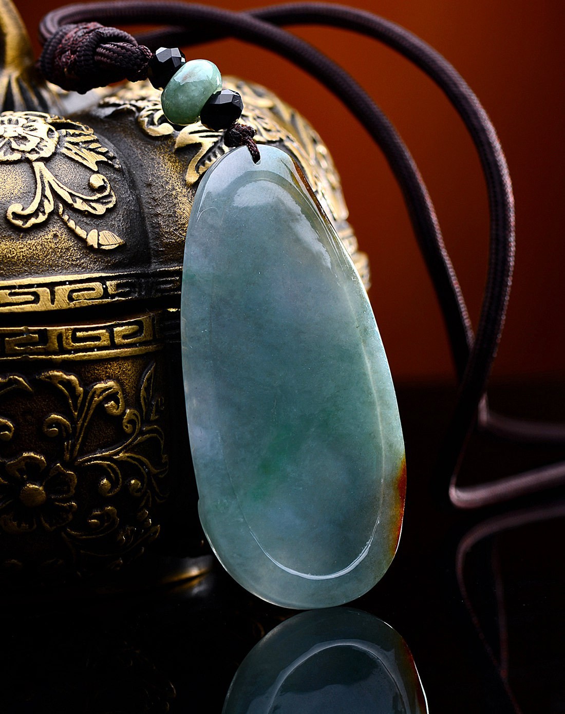 金万年kimani珠宝专场-a货翡翠油青种三彩水月观音吊坠