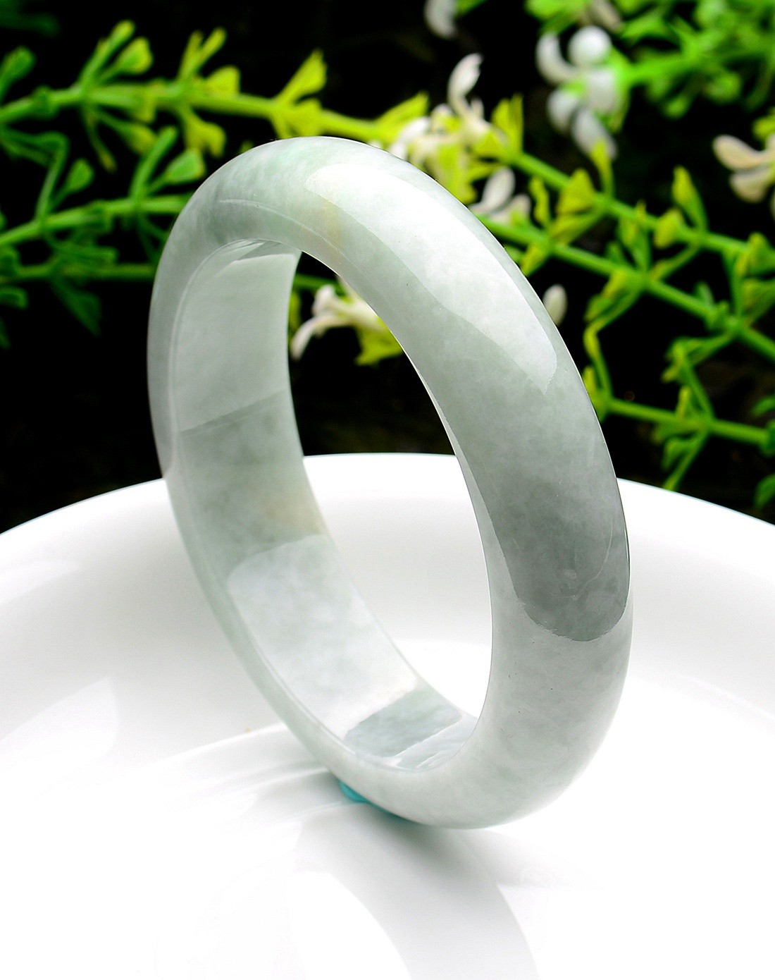 56mma货翡翠糯种莹白美玉无瑕手镯