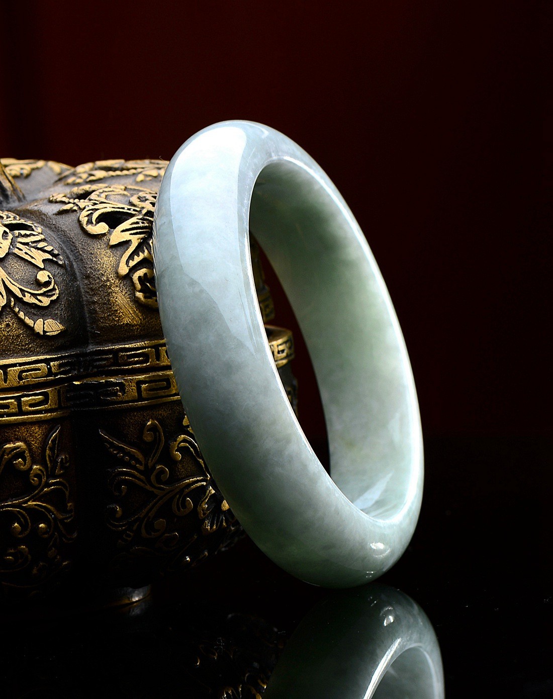 56mma货翡翠糯种莹白美玉无瑕手镯