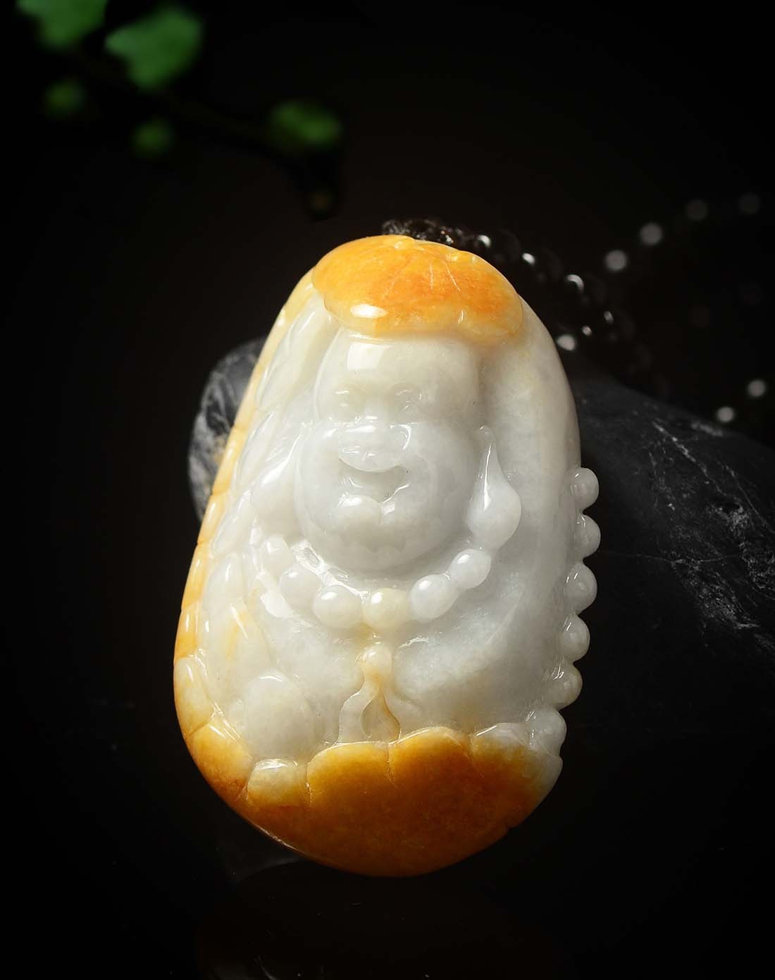 金万年kimani珠宝专场糯种黄皮巧雕佛主赐福a货翡翠吊坠kf1502676_唯