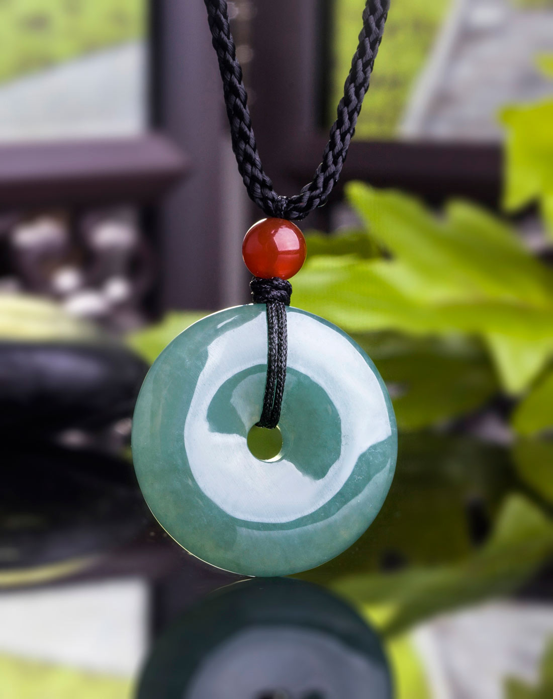 油青满色冰糯种平安扣-中号 天然翡翠a货(附国检证书)