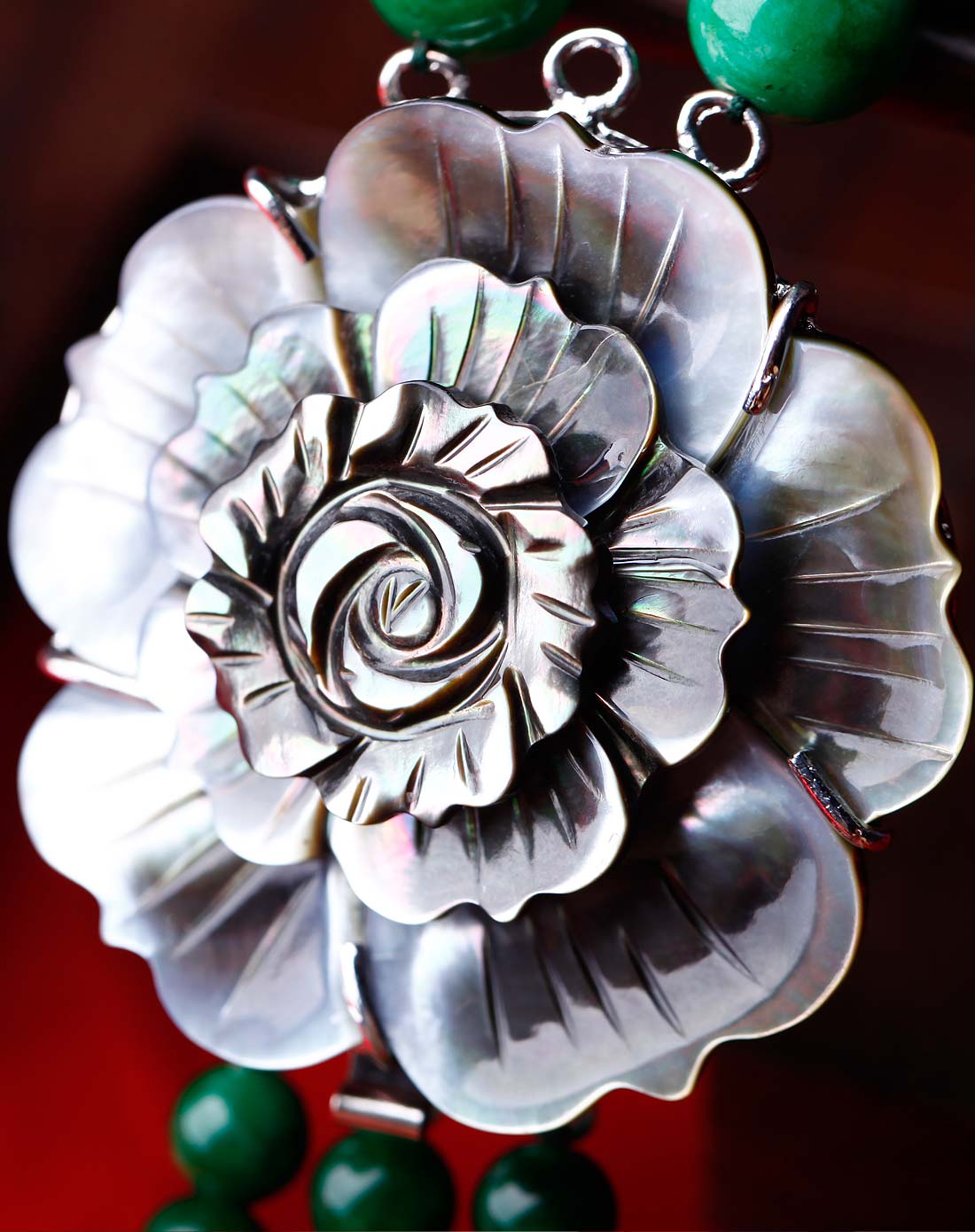 凤凰涅磐饰品移动端专场翠羽·干青珍珠母贝流苏项链f05079682001