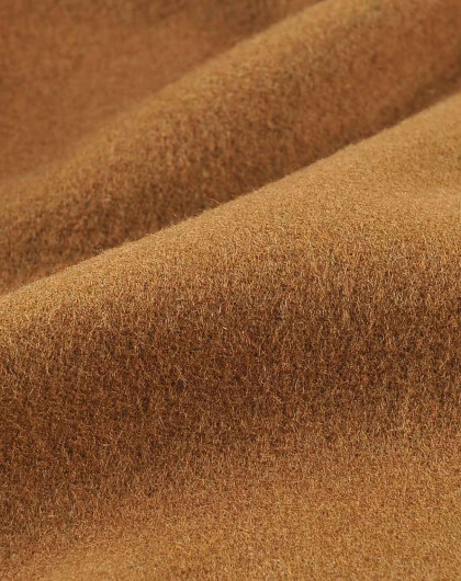 中黄纯色双排扣羊毛呢大衣