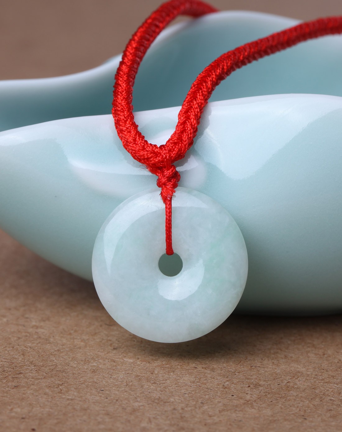 蔻贝q-baby 女款翡翠豆色平安扣吊坠(附证书)