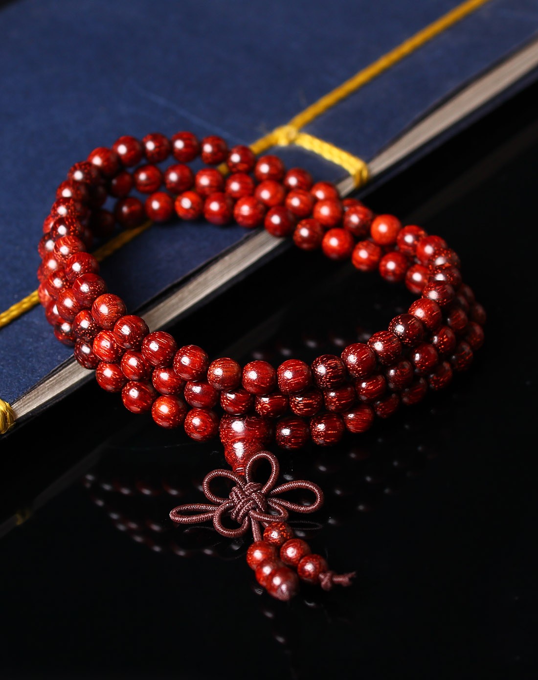 天然小叶紫檀顺色棵料满红手串6mm