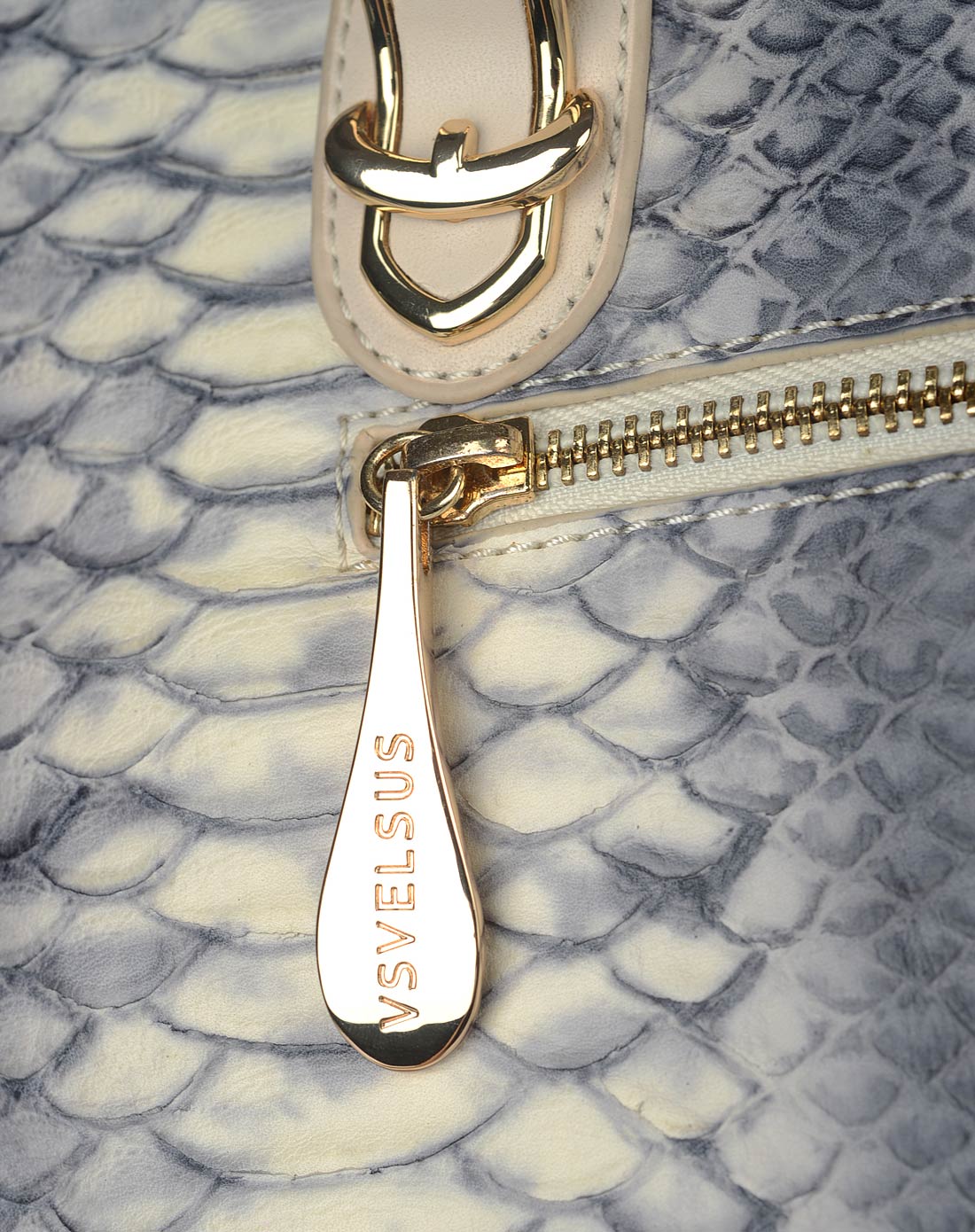 vsvelsus皮具专场欧美时尚蛇纹铆钉真皮女手提包va258502010600-灰