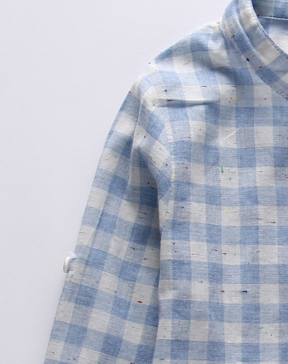 男童浅蓝色格子双面舒适衬衫